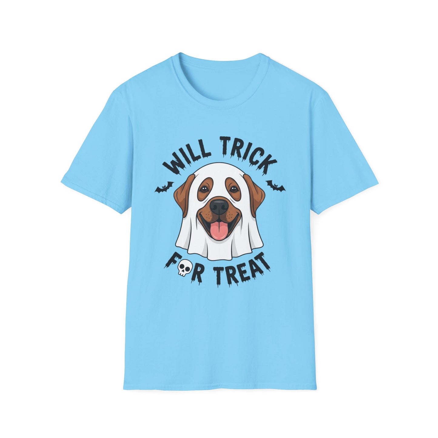 Will Trick for Treat Ghost Dog Halloween T-Shirt | Funny Spooky Dog Tee | Trick or Treat Pup Graphic Tee | Cute Fall Gift for Dog Lovers