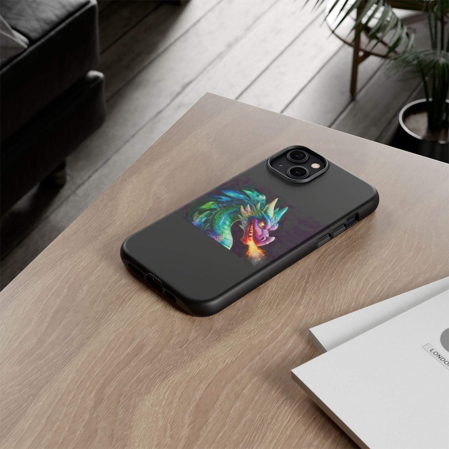 Dragon iPhone Case - Fantasy Fire-Breathing Art Protective Cover - Bookish Dark Academia Aesthetic Gift for Teens and Adults