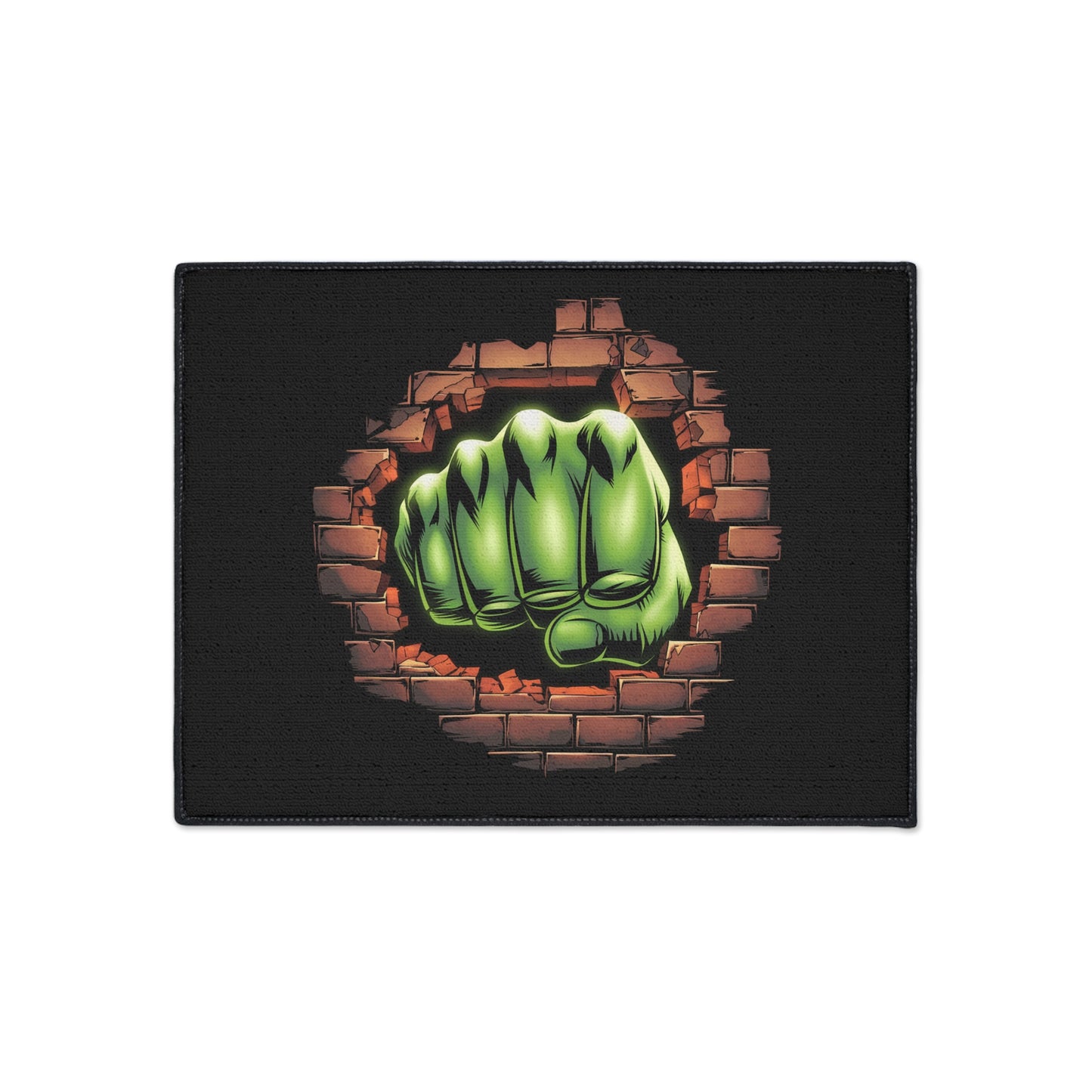 Green Fist Floor Mat Geeky Home Decor Comic Book Gift Welcome Mat Door Mat
