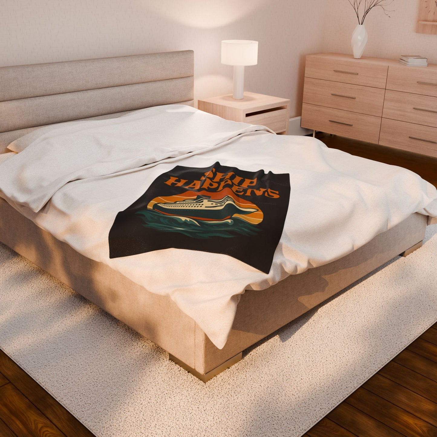 Funny Cruise Blanket – “Ship Happens” Throw Blanket, Nautical Gift for Cruise Lover, Travel Pun Blanket, Boat Trip Must-Have