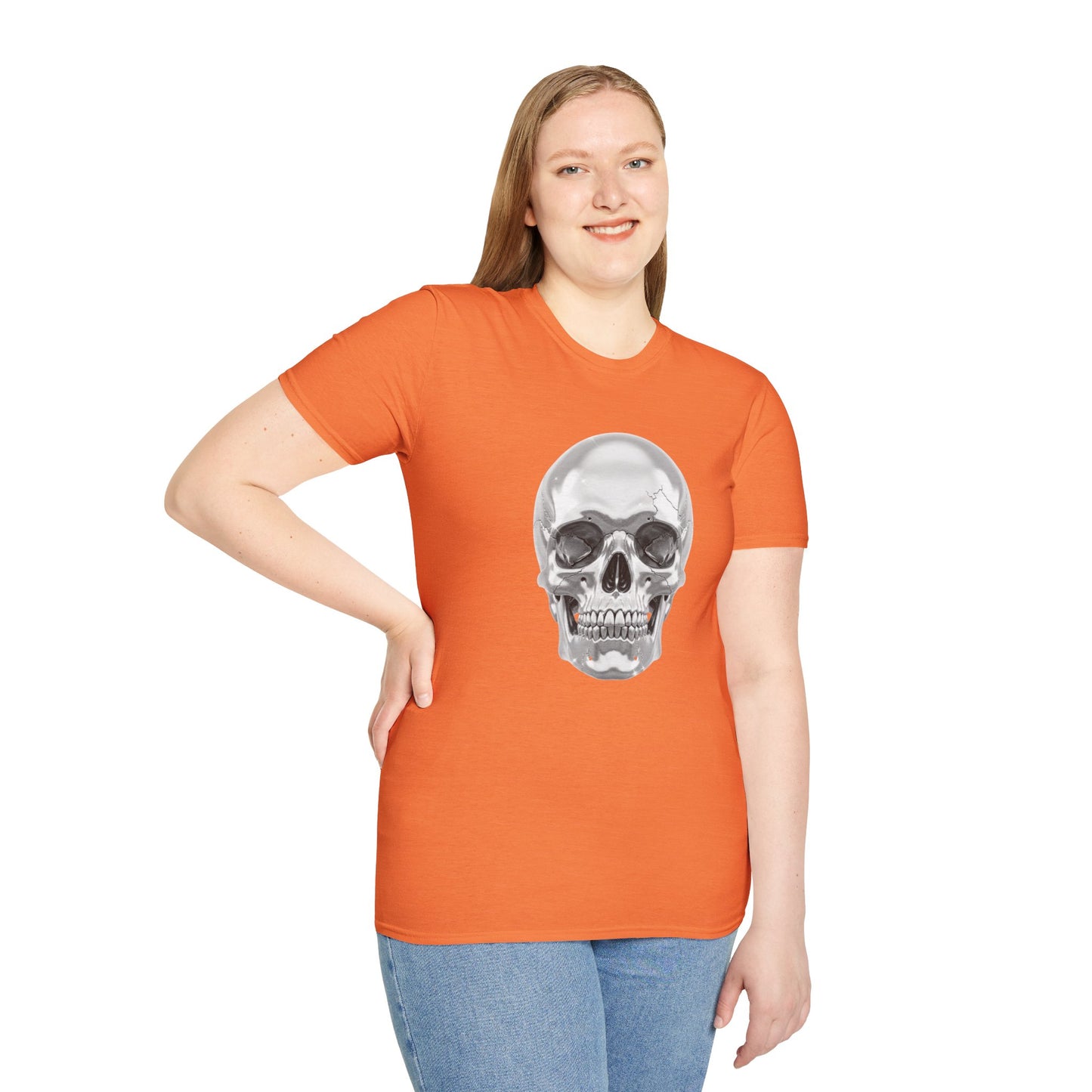 Chrome Skull Graphic Tee - Edgy Metallic Skull Shirt - Retro Rock Vibe, Dark Aesthetic, Unisex Cool Gift - Trendy Fashion Statement Top