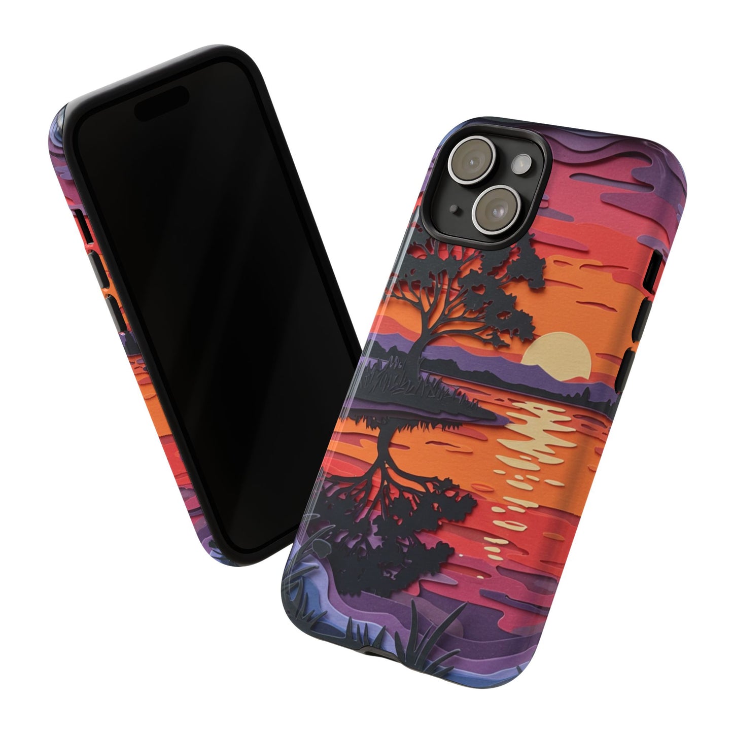 iPhone Case - Colorful Paper Art Sunset Design