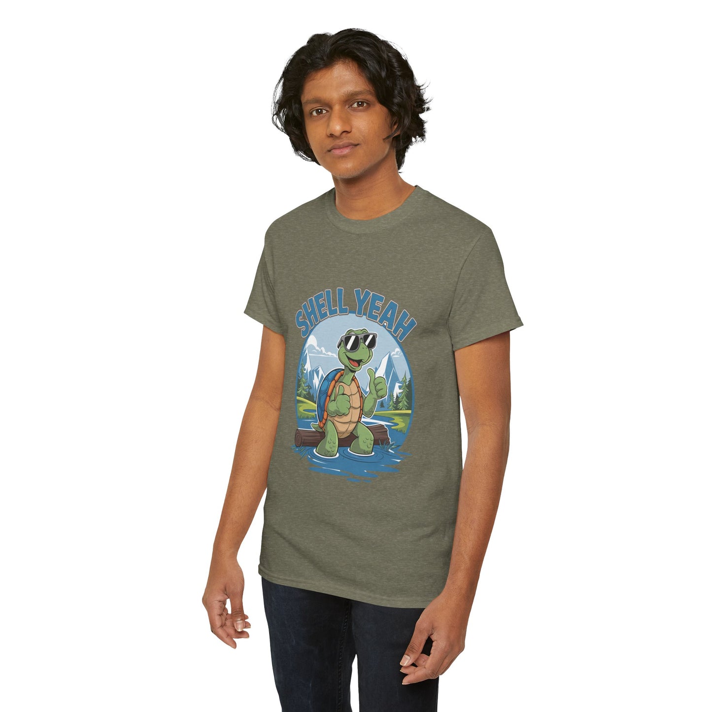 SHELL YEAH Turtle T-Shirt | Funny Cute Turtle Nature Graphic Tee | Handmade Animal Lover Gift | Eco Outdoor Adventure Shirt