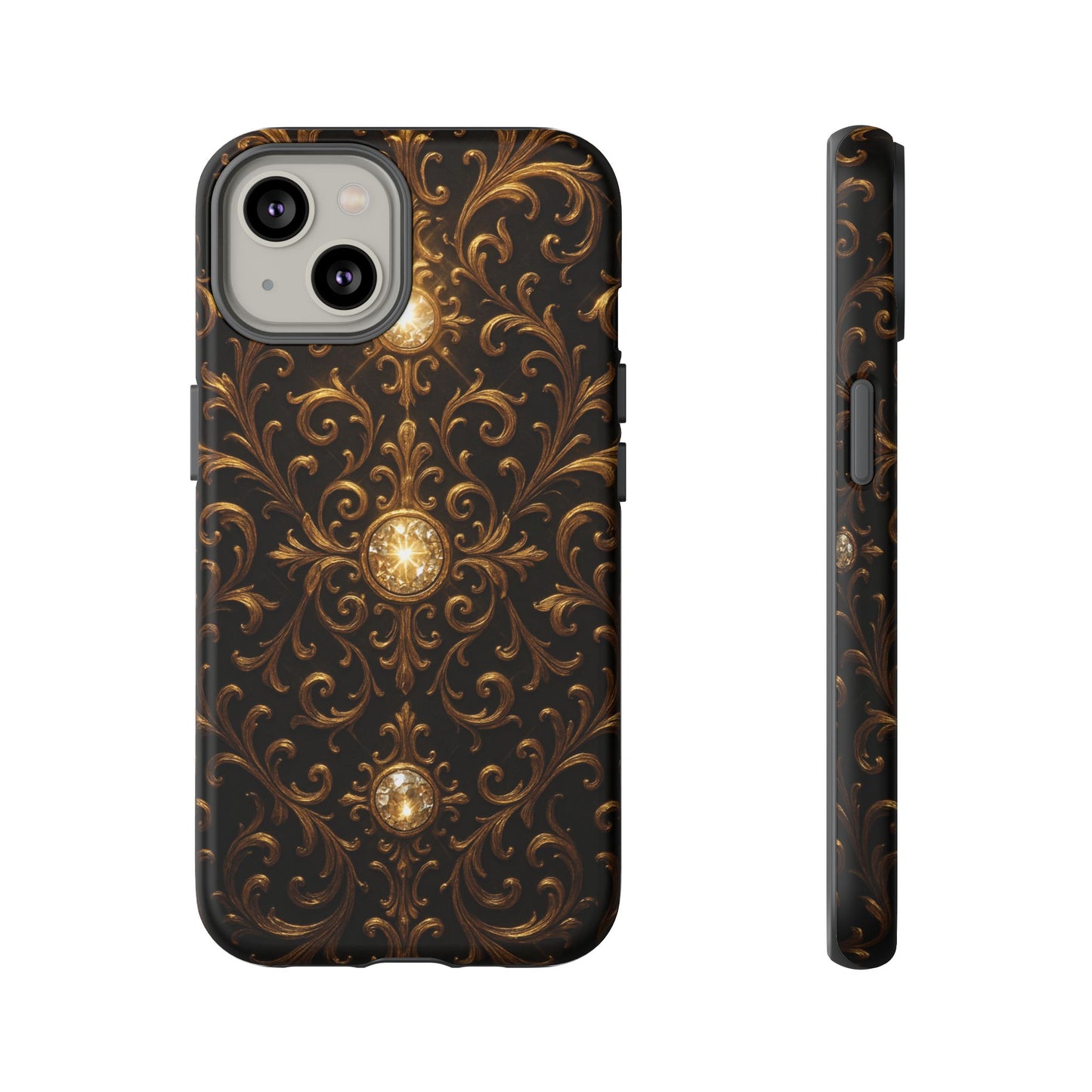 Baroque iPhone Case β Elegant Gold Floral Scroll Design for iPhone 16, 15, 14, 13, Pro Max & More