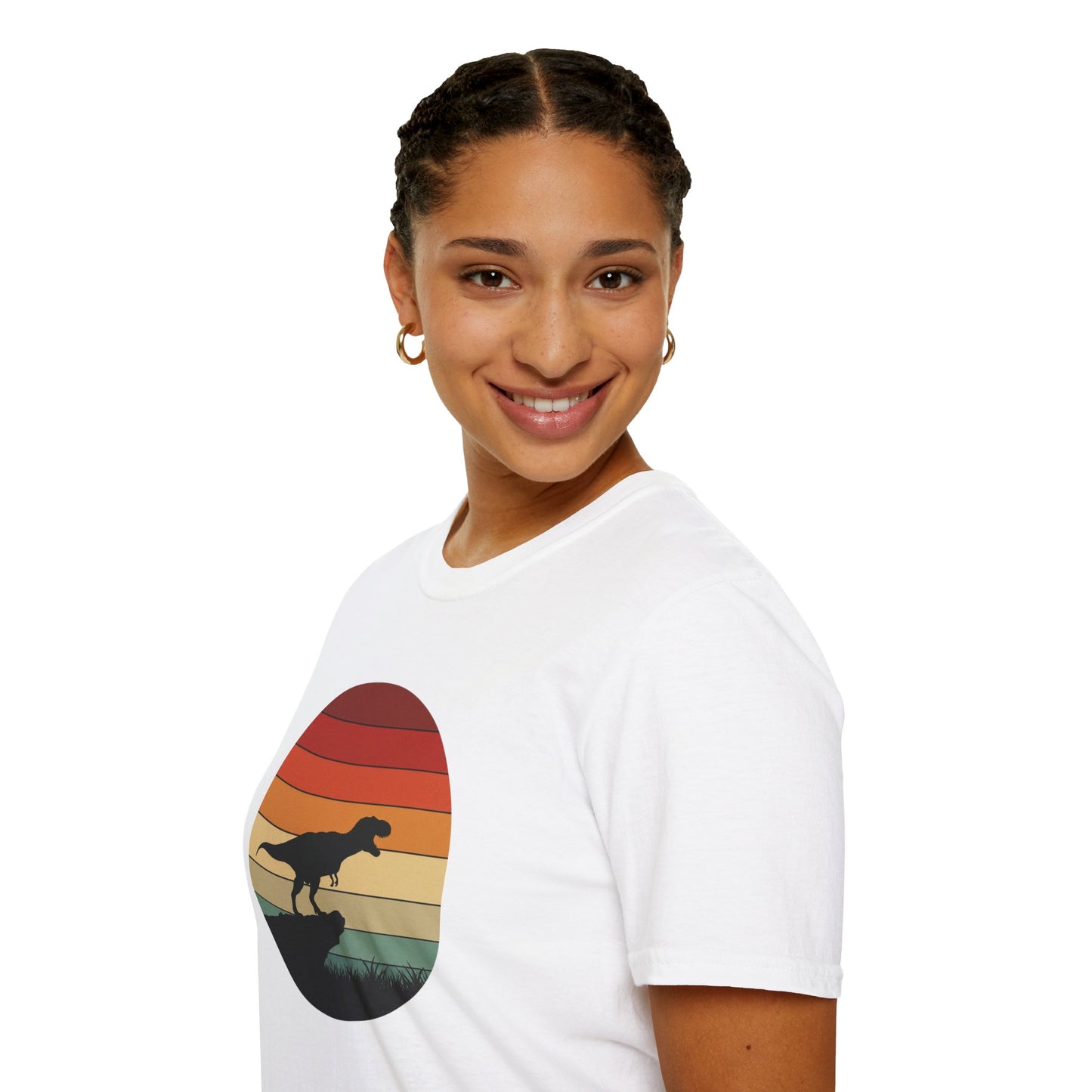 Retro T-Rex Dinosaur Shirt for Men Women - Vintage Sunset Graphic Tee - Unisex Jurassic Gift Idea Funny Casual Dino T-Shirt