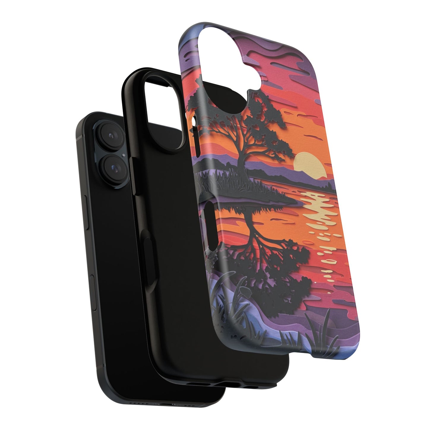 iPhone Case - Colorful Paper Art Sunset Design