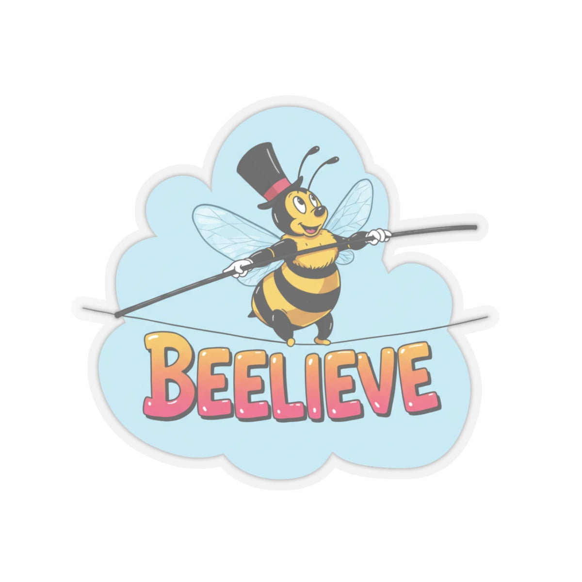 Sticker - Bee Crossing Tightrope Beelieve' Pun