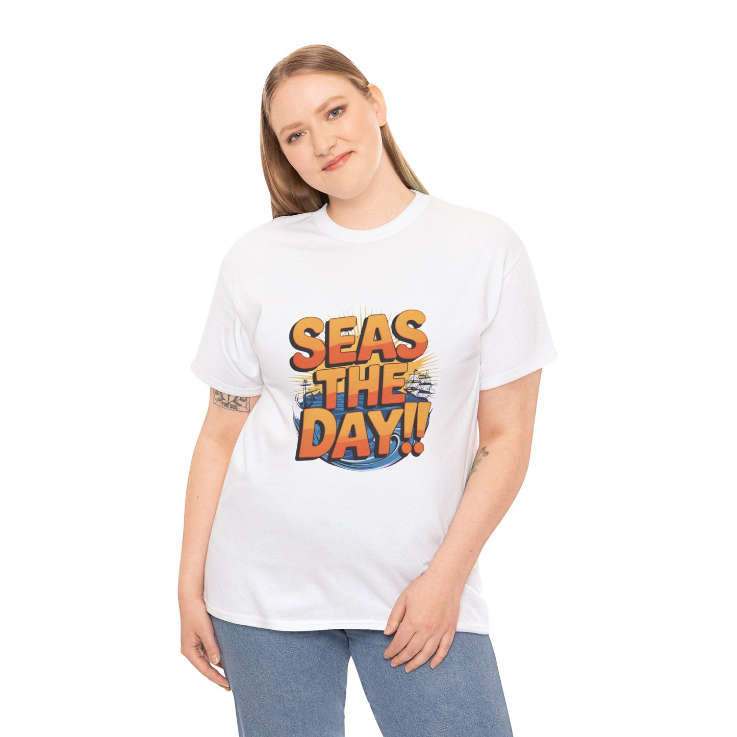 Seas The Day!! Tee • Ocean Pun Graphic Shirt • Comfort Colors Unisex Beachy Vibes • Nautical Aesthetic • Gift for Sea Lovers & Summer Vacays