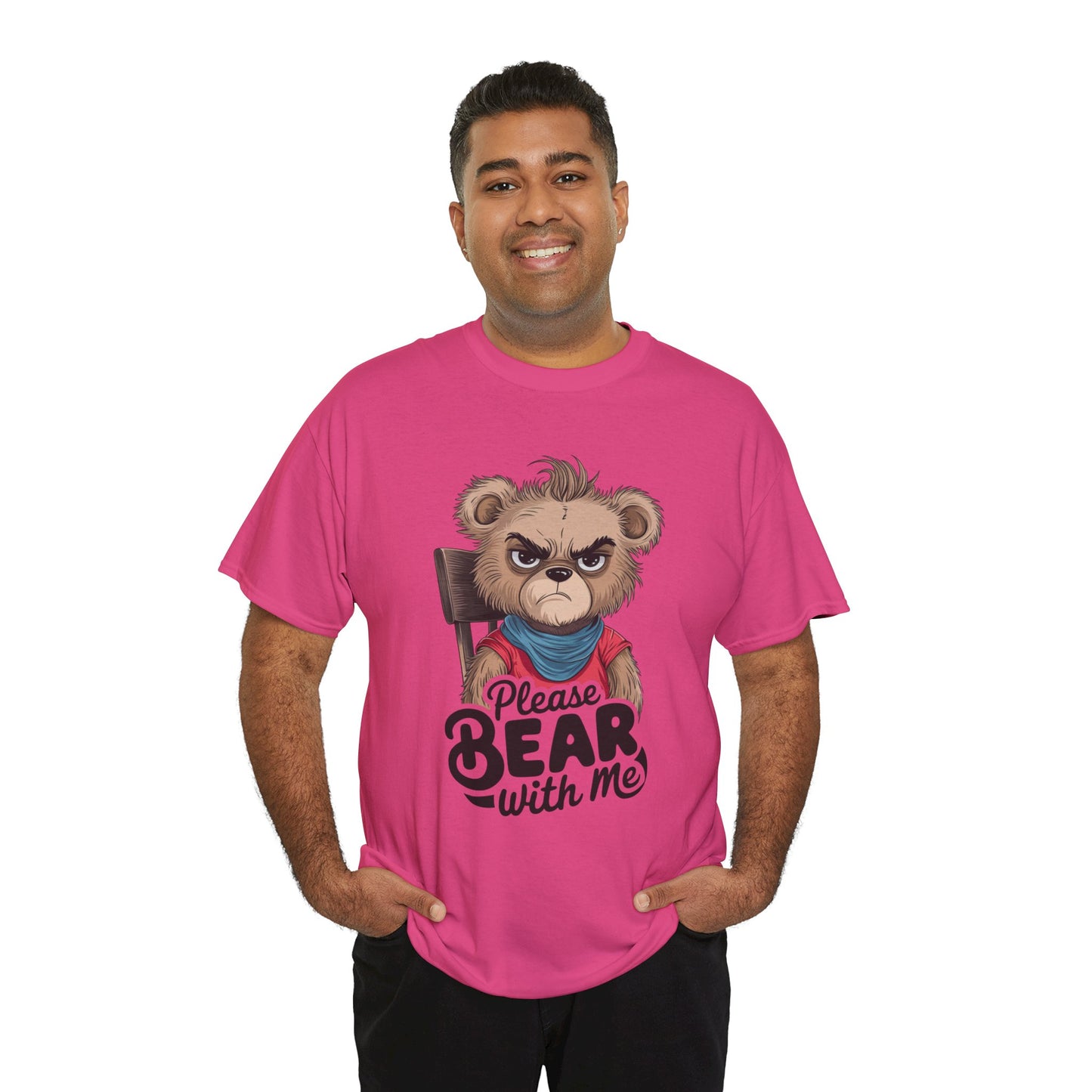 Grumpy Bear Graphic Tee – Please Bear With Me Shirt – Funny Animal T‑shirt – Sarcastic Humor Gift – Cute Bear Meme Art Tee