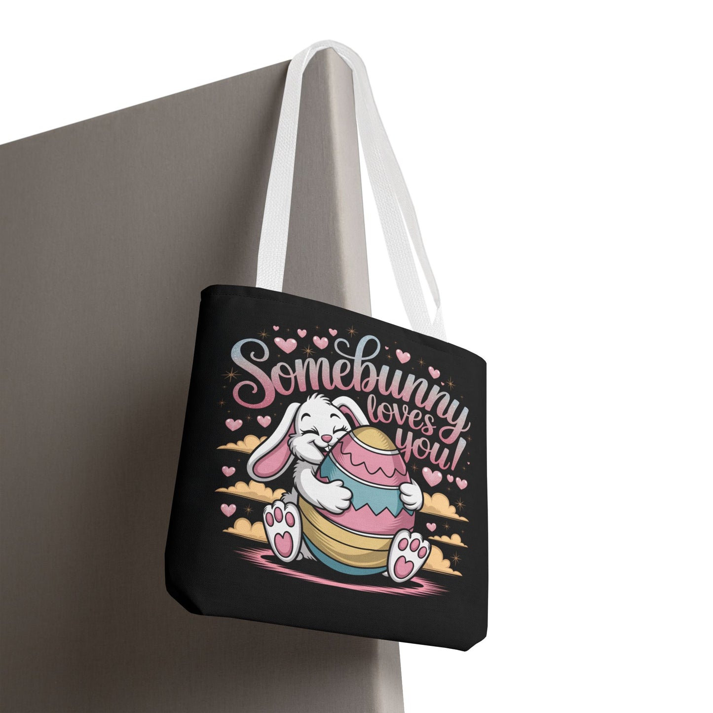 Easter Bunny Tote Bag Somebunny Loves You Easter Bag Bunny