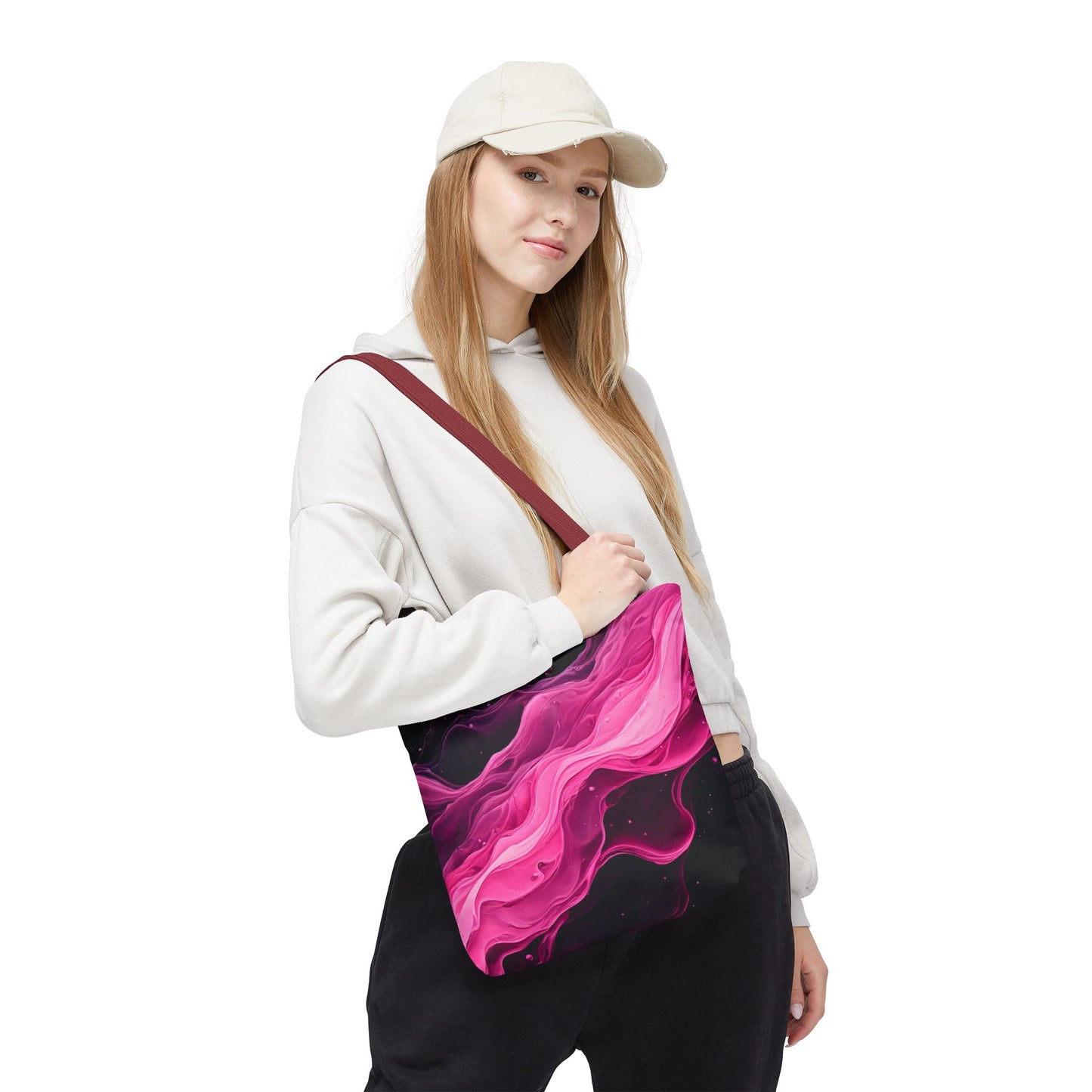 Pink Abstract Tote Bag | Bold Magenta Swirl Art Print Tote | Abstract Expressionism Carryall | Statement Shopper | Canvas Tote Bag