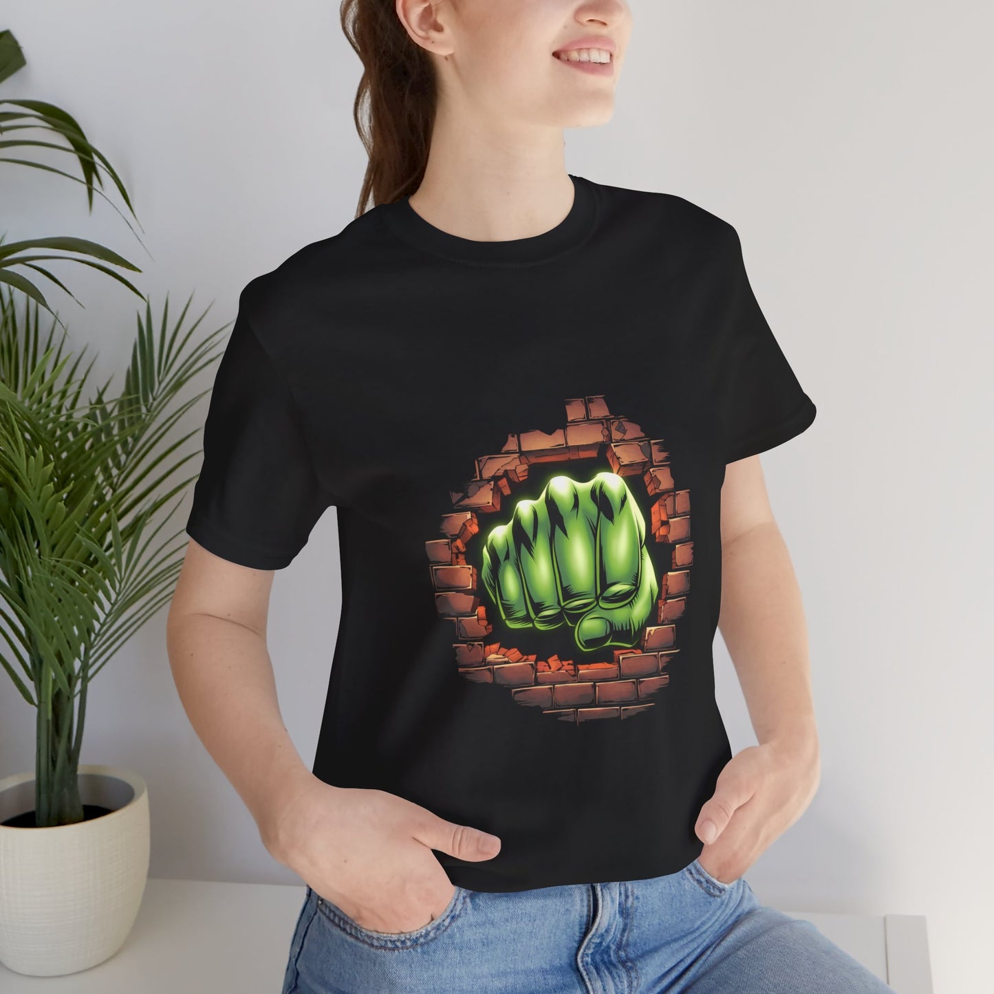Green Hero Fist Graphic Tee – Superhero Shirt, Comic Pop Art, Gamer Gift, Y2K Dopamine Aesthetic, Funny Nerd Fashion, Unisex T‑shirt