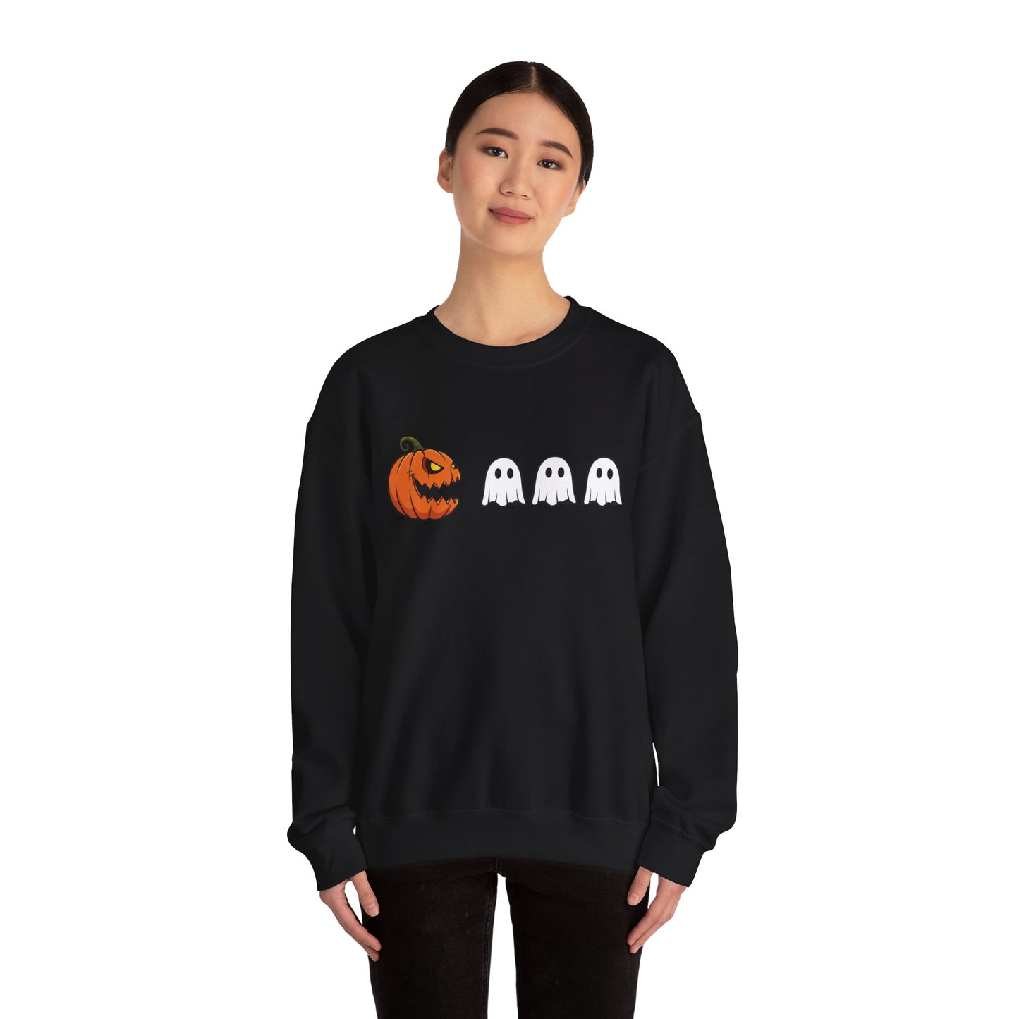 Pumpkin Ghost Sweatshirt, Funny Halloween Crewneck, Spooky Ghost Sweater, Cute Pumpkin Sweatshirt, Fall Outfit, Scary Face Sweatshirt