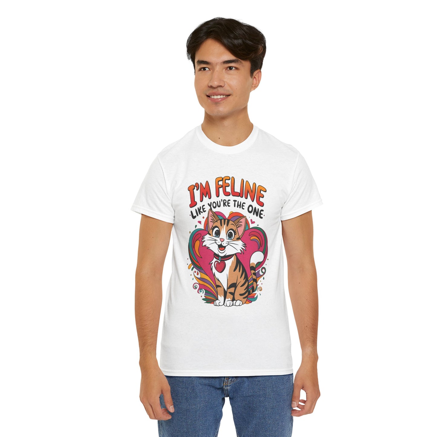 Valentines Cat Tee - Unisex Heavy Cotton