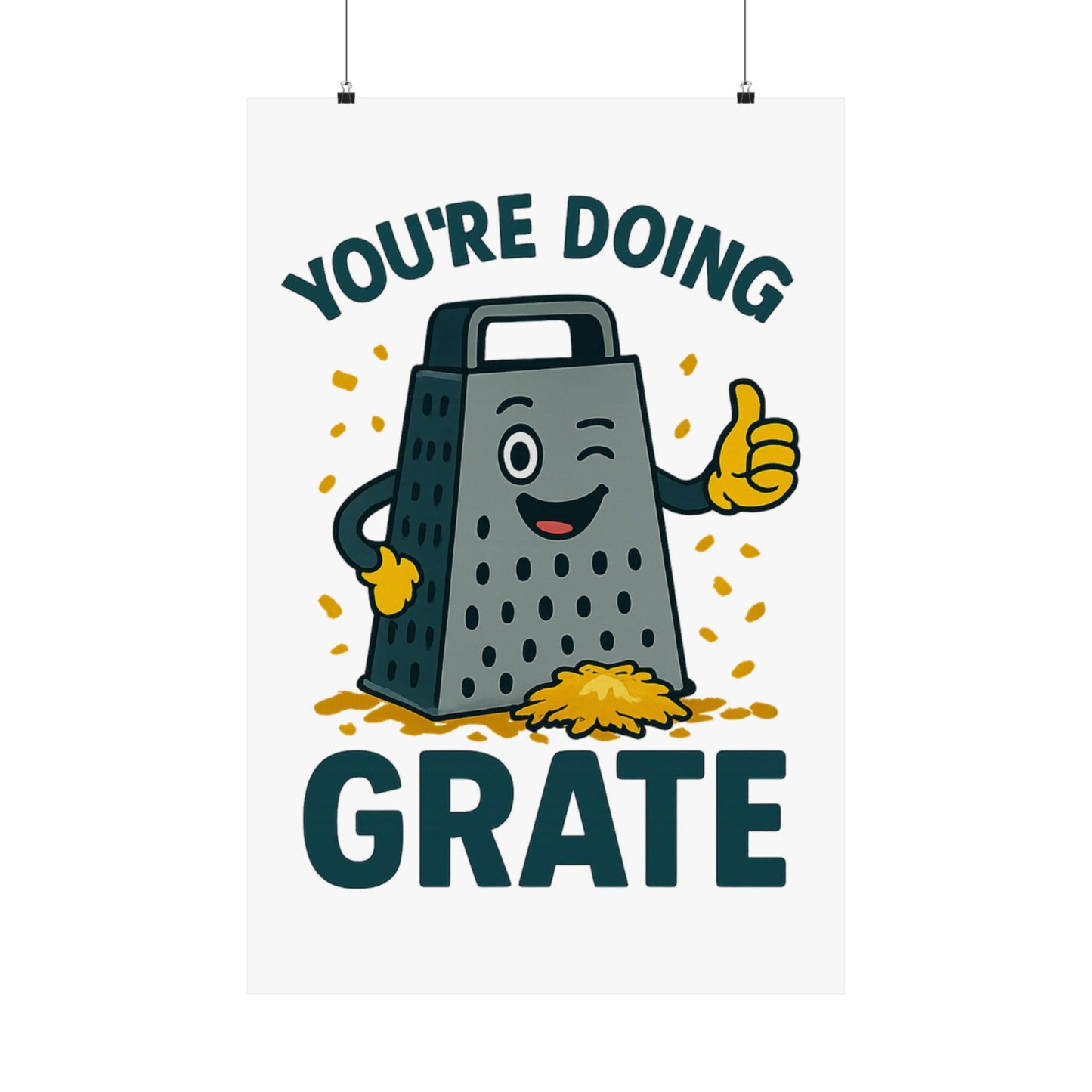 Poster - 'You're Doing Grate' Funny Decor Gift for Chef Kitchen Decoration Inspirational Saying for Cheese Lovers