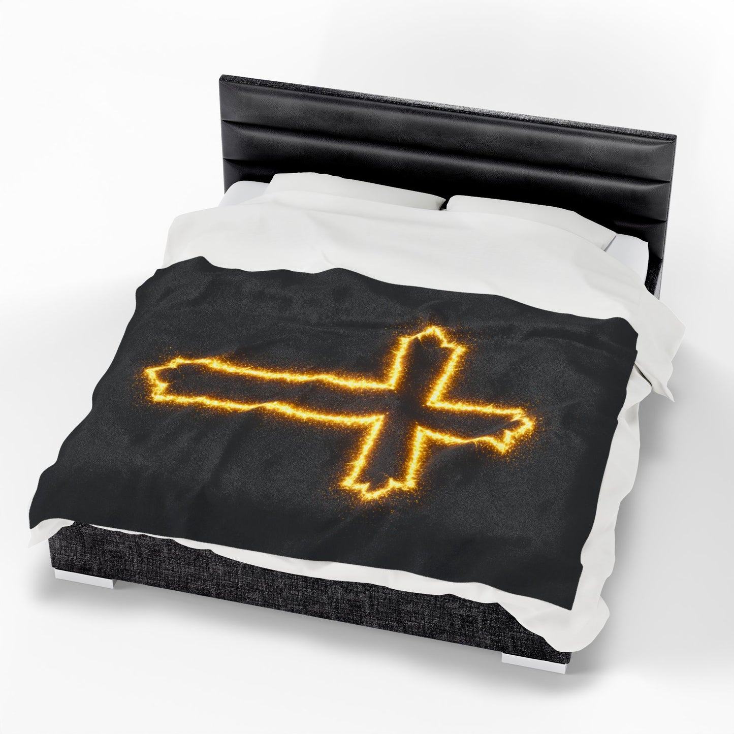 Inspirational Cross Velveteen Plush Blanket - Cozy Religious Throw for Faith and Comfort