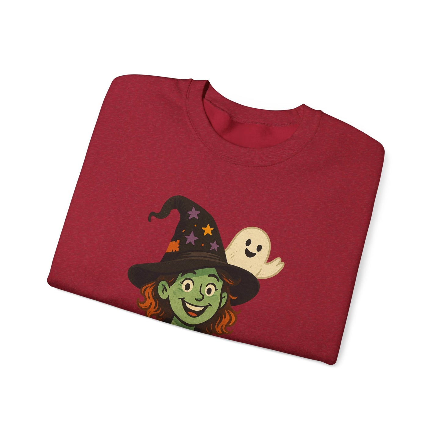 Witch Way To The Boos Sweatshirt, Funny Witch Halloween Crewneck, Witchy Ghost Sweatshirt, Spooky Season Graphic Pullover, Lighthearted Halloween Wear