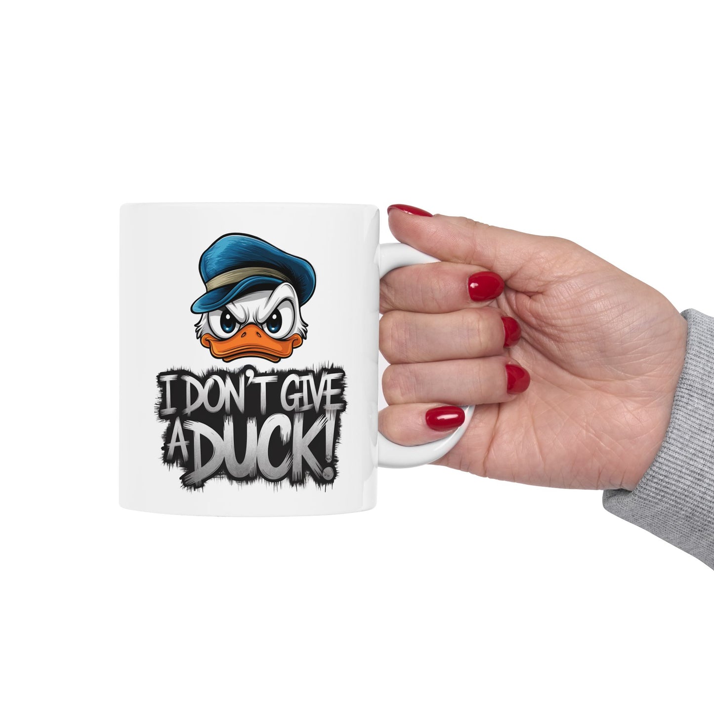 I Don’t Give a Duck Mug | Sassy Duck Coffee Cup | Funny Pun Gift | Adult Humor Mug | Bold Cartoon Animal Drinkware | 11oz & 15oz