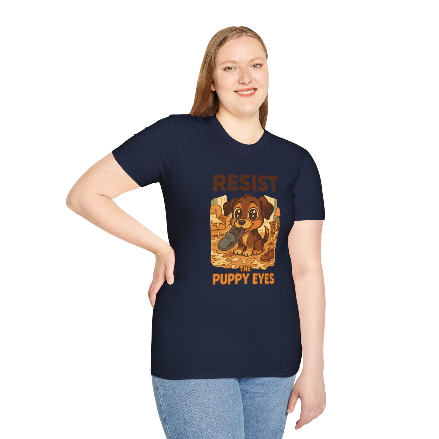 Resist the Puppy Eyes Dog Tee - Cute Puppy Eyes Graphic T-Shirt for Dog Lovers, Funny Pet Gift Shirt, Unisex Animal Lover Tee