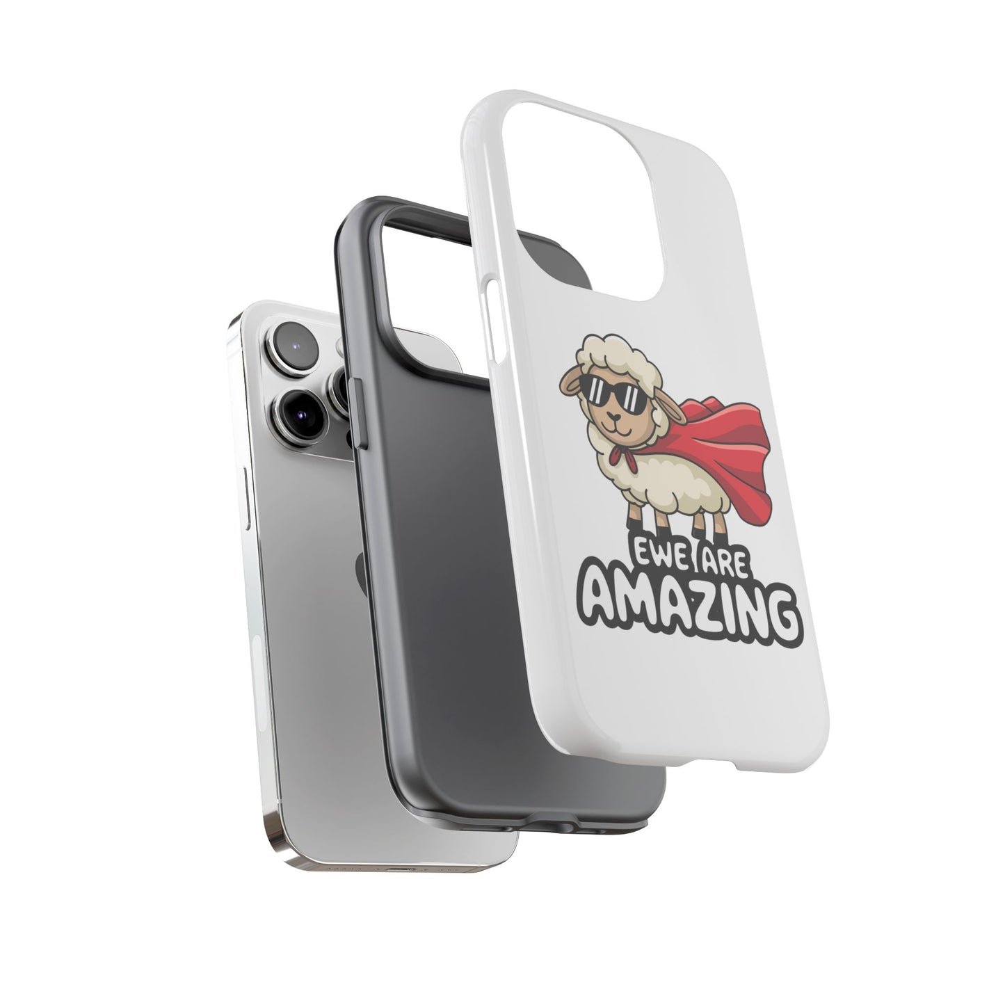 Funny iPhone Case - Cute Sheep Phone Cover - "Ewe Are Amazing" Animal Pun Gift - Motivational iPhone Case - Gift for Her or Him