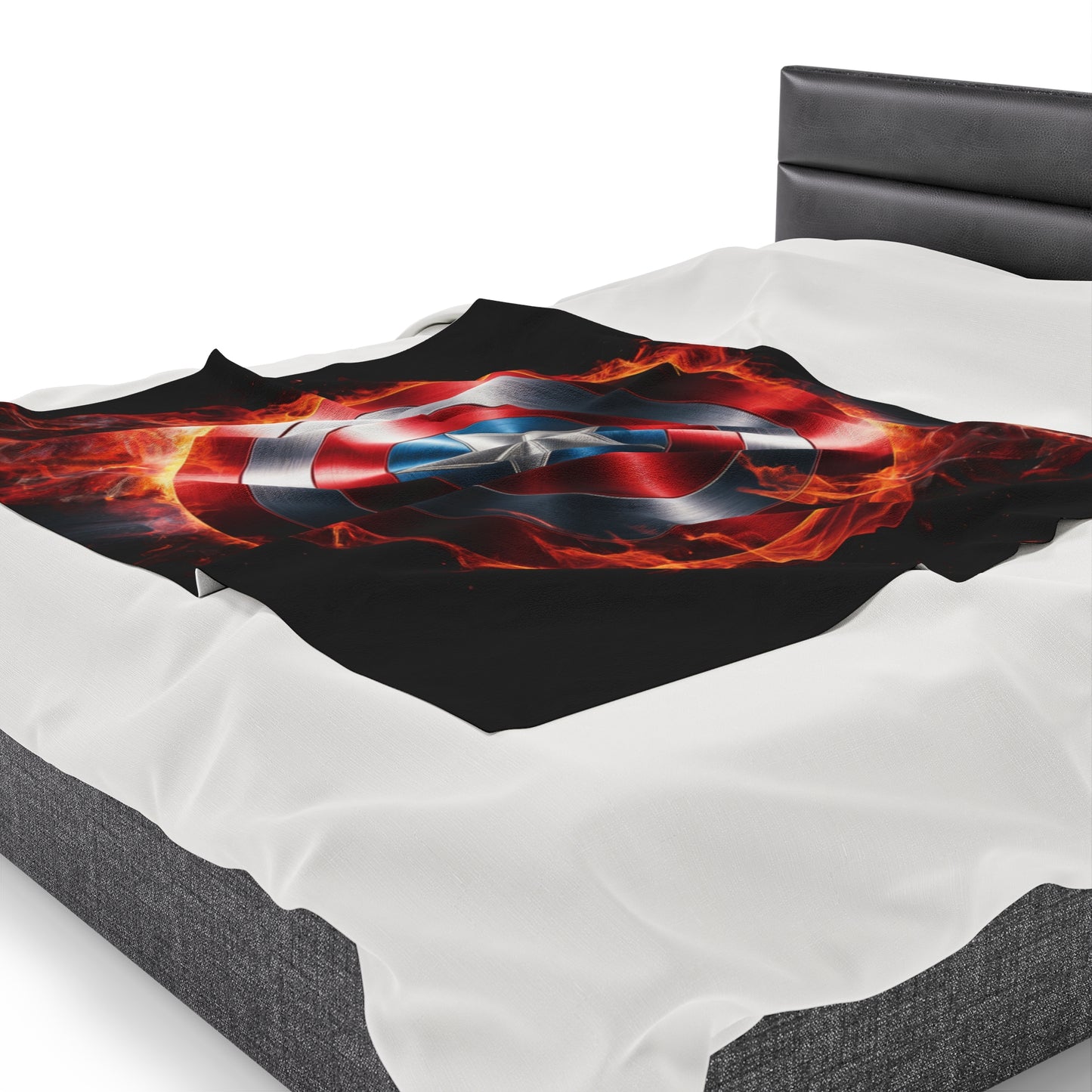 Plush Blanket Shield Flames Design