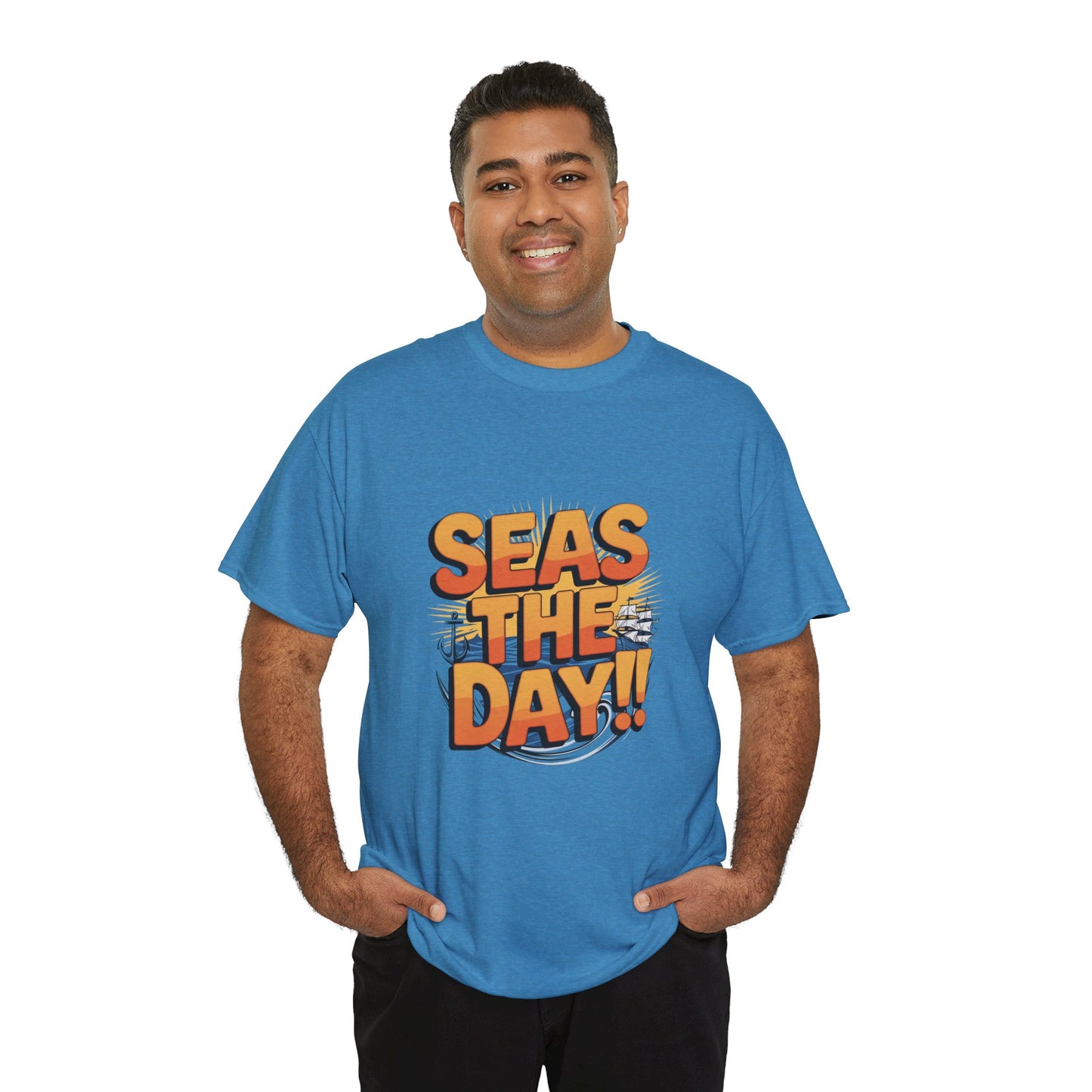 Seas The Day!! Tee • Ocean Pun Graphic Shirt • Comfort Colors Unisex Beachy Vibes • Nautical Aesthetic • Gift for Sea Lovers & Summer Vacays