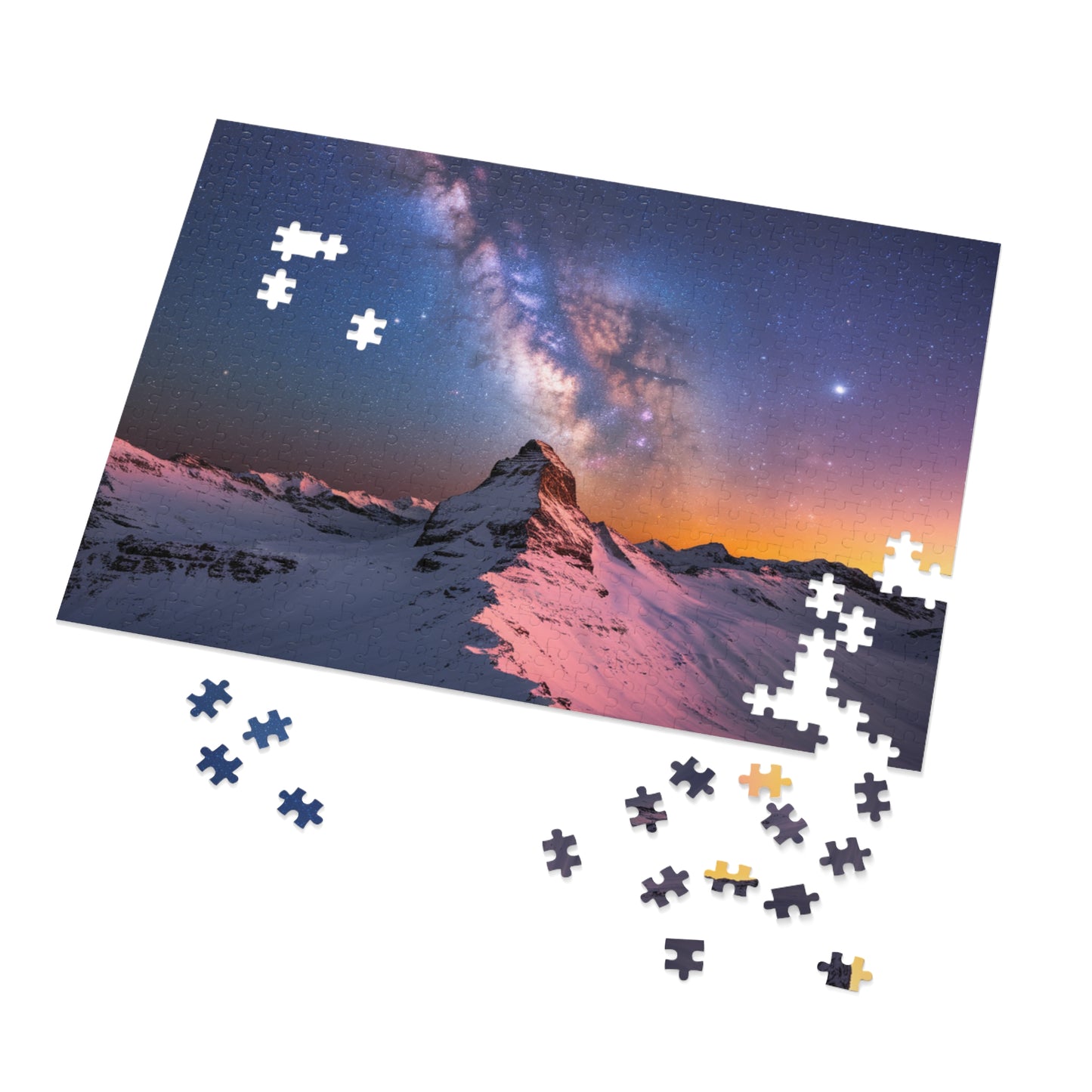 Stunning Mountain View Jigsaw Puzzle with Tin - Perfect for Relaxing Family Nights Nature Puzzle Starry Sky Puzzle