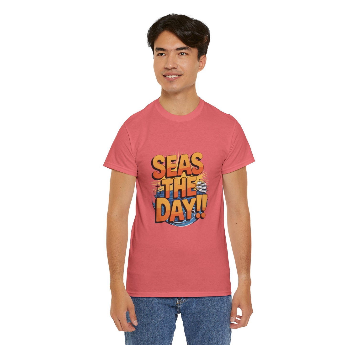 Seas The Day!! Tee • Ocean Pun Graphic Shirt • Comfort Colors Unisex Beachy Vibes • Nautical Aesthetic • Gift for Sea Lovers & Summer Vacays