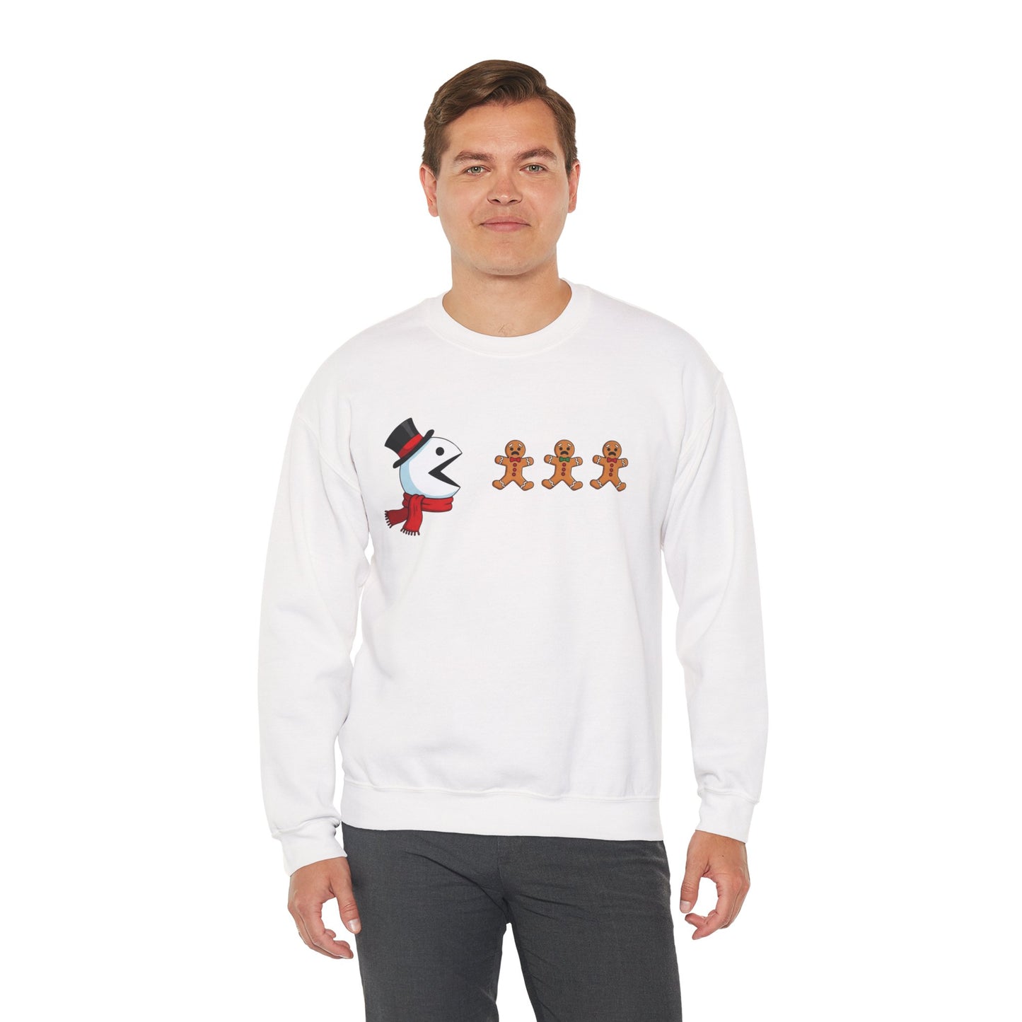 Funny Snowman And Gingerbread Sweatshirt, Cute Christmas Crewneck, Holiday Winter Sweater, Festive Graphic Pullover For Men And Women