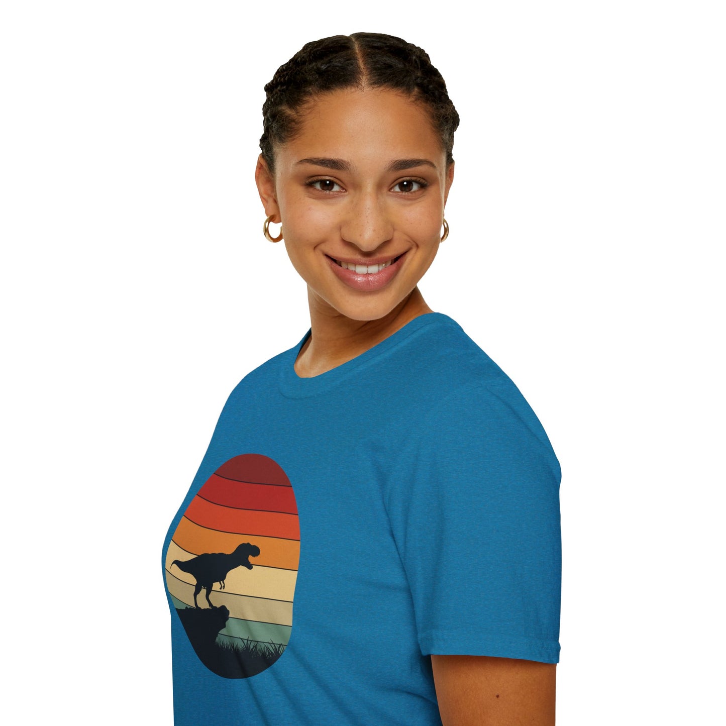 Retro T-Rex Dinosaur Shirt for Men Women - Vintage Sunset Graphic Tee - Unisex Jurassic Gift Idea Funny Casual Dino T-Shirt