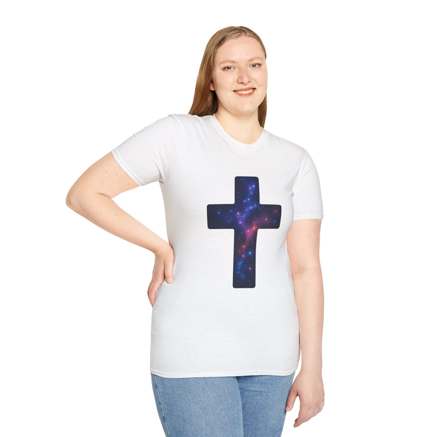 Galaxy Cross Graphic Tee | Celestial Christian Shirt, Spiritual Universe Cross T-Shirt, Faith & Astronomy Gift for Women & Men, Space Aesthetic