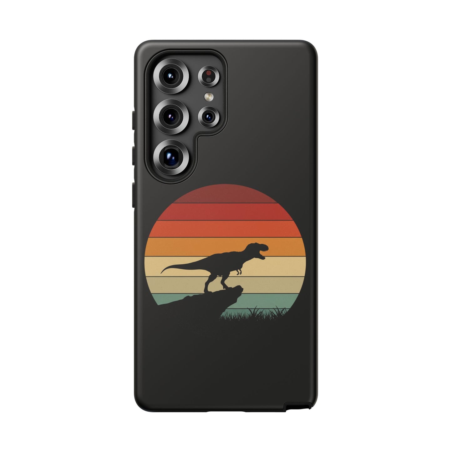 Retro Sunset Dinosaur Samsung Case | T-Rex Silhouette Vintage Gradient Cover for Galaxy S25/S24/S23 Series Dinosaur Phone Case
