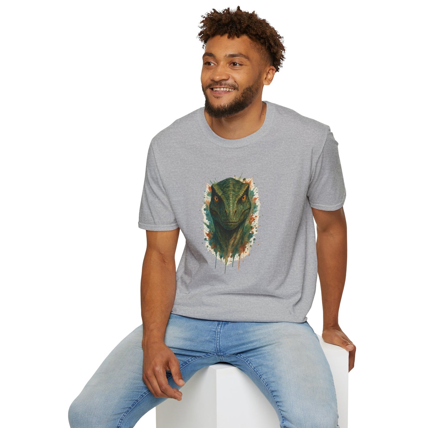 Watercolor Velociraptor T-Shirt | Dinosaur Lover Gift | Artistic Paleo Tee - Unique Dino Art Tee for Men Women Jurassic Apparel