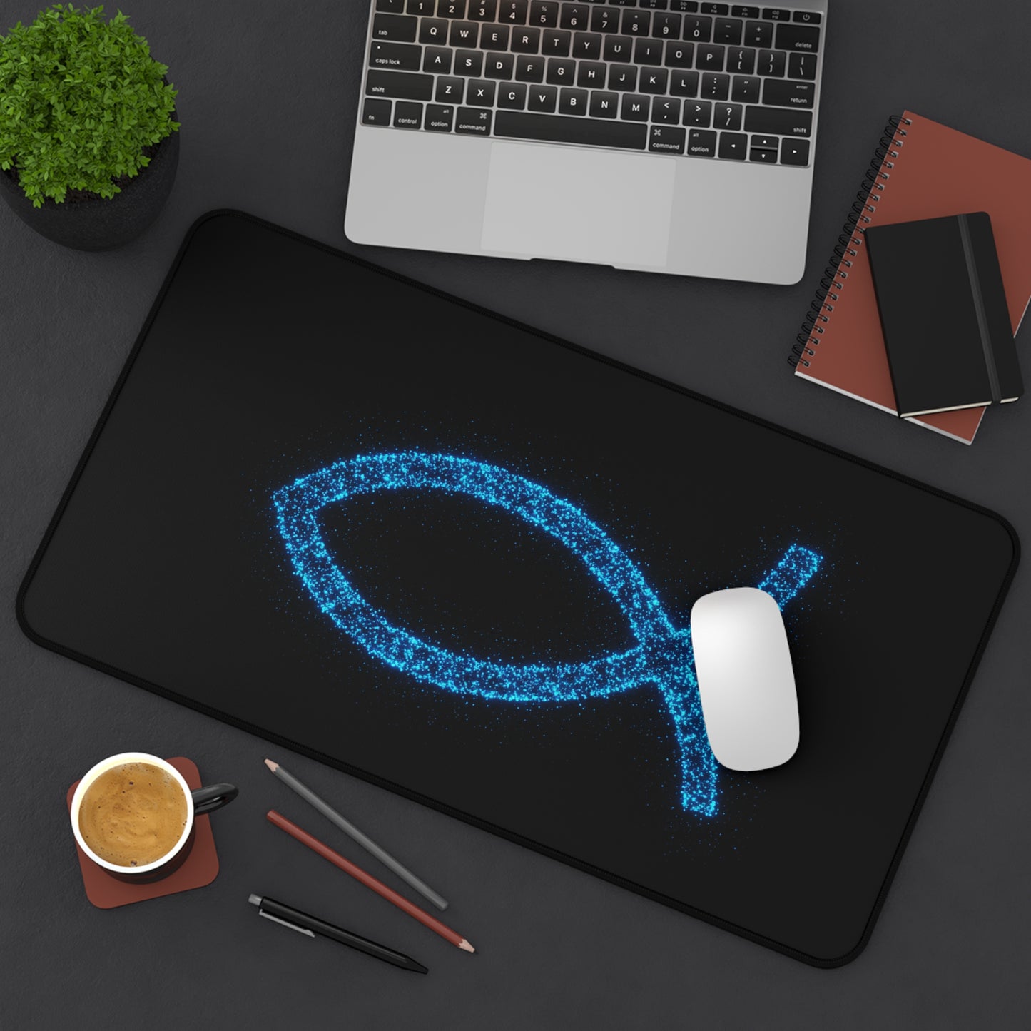 Inspirational Fish Design Desk Mat - Office Decor for Faith & Inspiration