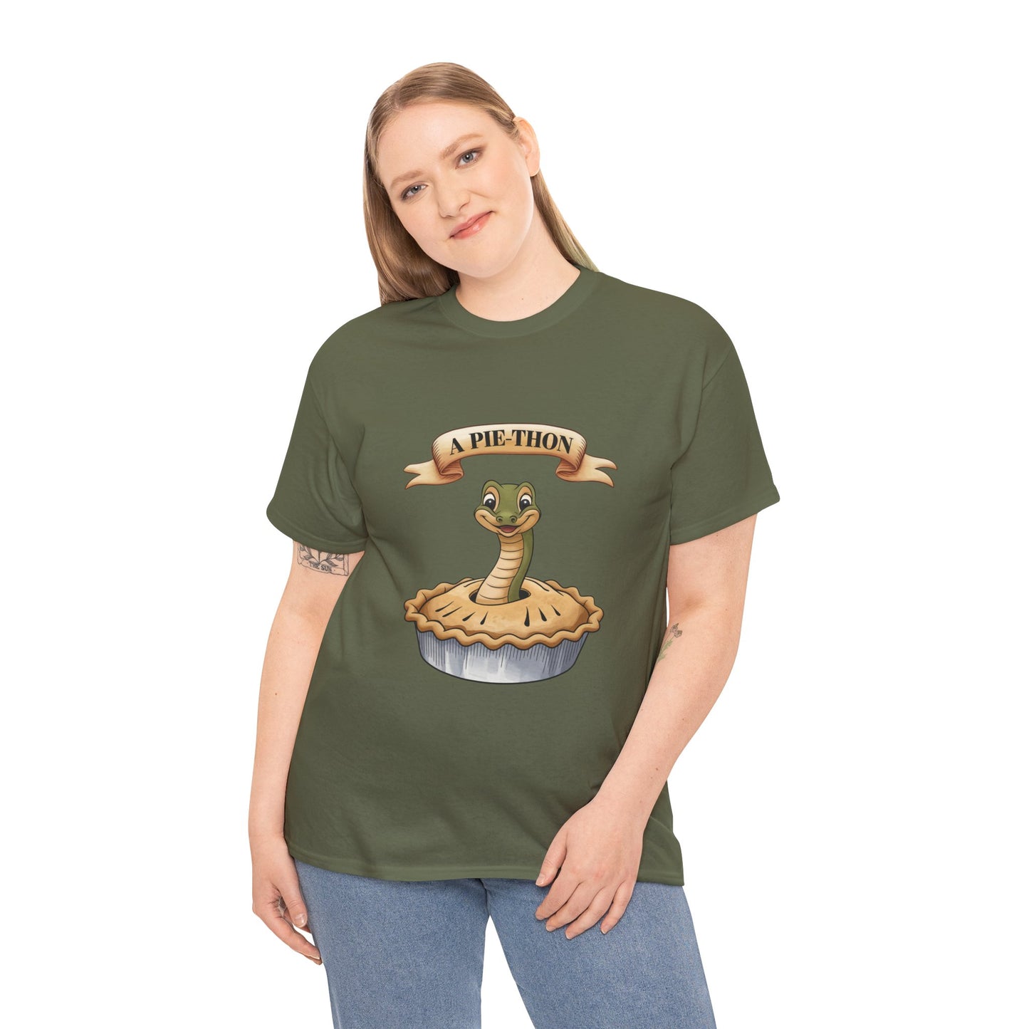 A Pie-Thon Funny Snake Pun Shirt – Cute Animal Joke T-Shirt – Quirky Graphic Tee for Pun Lovers, Reptile Fans, and Unique Gift Ideas