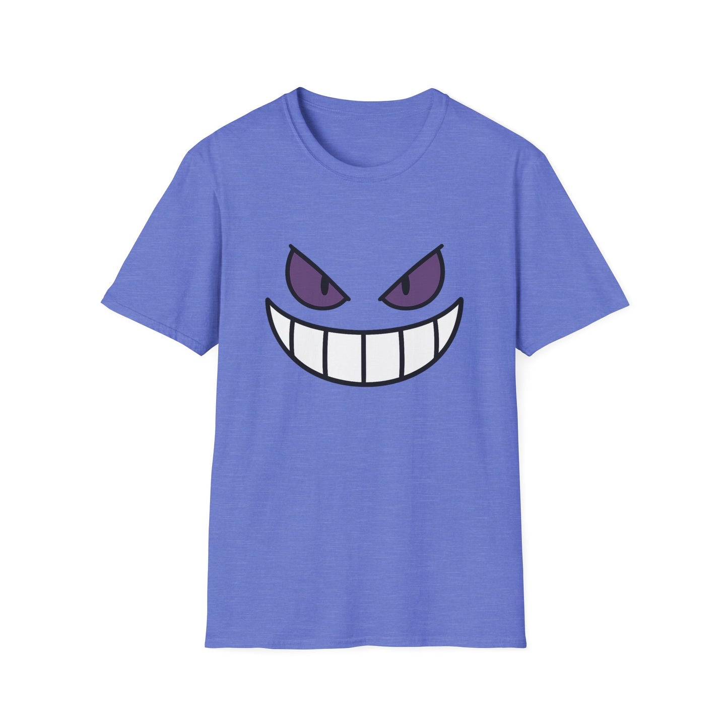 Mischievous Shadow Face Tee - Purple Eyes and Big Grin Graphic Shirt | Spooky Cute Gift, Retro Gaming Vibe, Funny Halloween Unisex Top