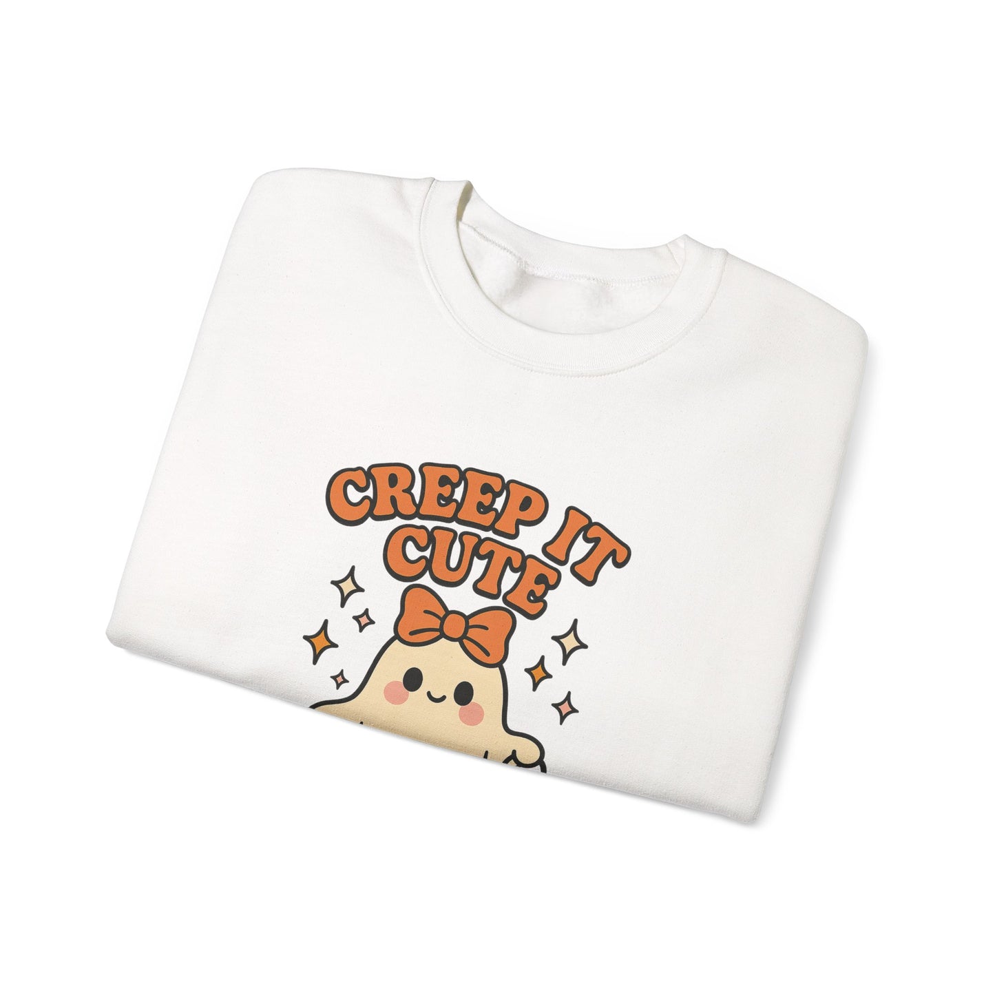 Cute Ghost Sweatshirt, Creep It Cute Crewneck, Spooky Halloween Pullover, Sweet Ghost Graphic Sweatshirt, Trick-Or-Treat Gift Top