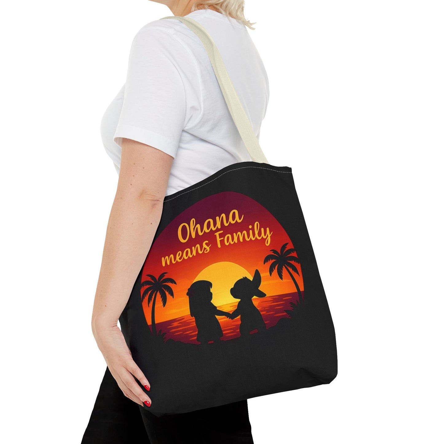 Ohana Means Family Tote Bag – Lilo and Stitch Inspired Bag, Hawaiian Quote, Disney Aesthetic Gift, Reusable Grocery or Beach Bag