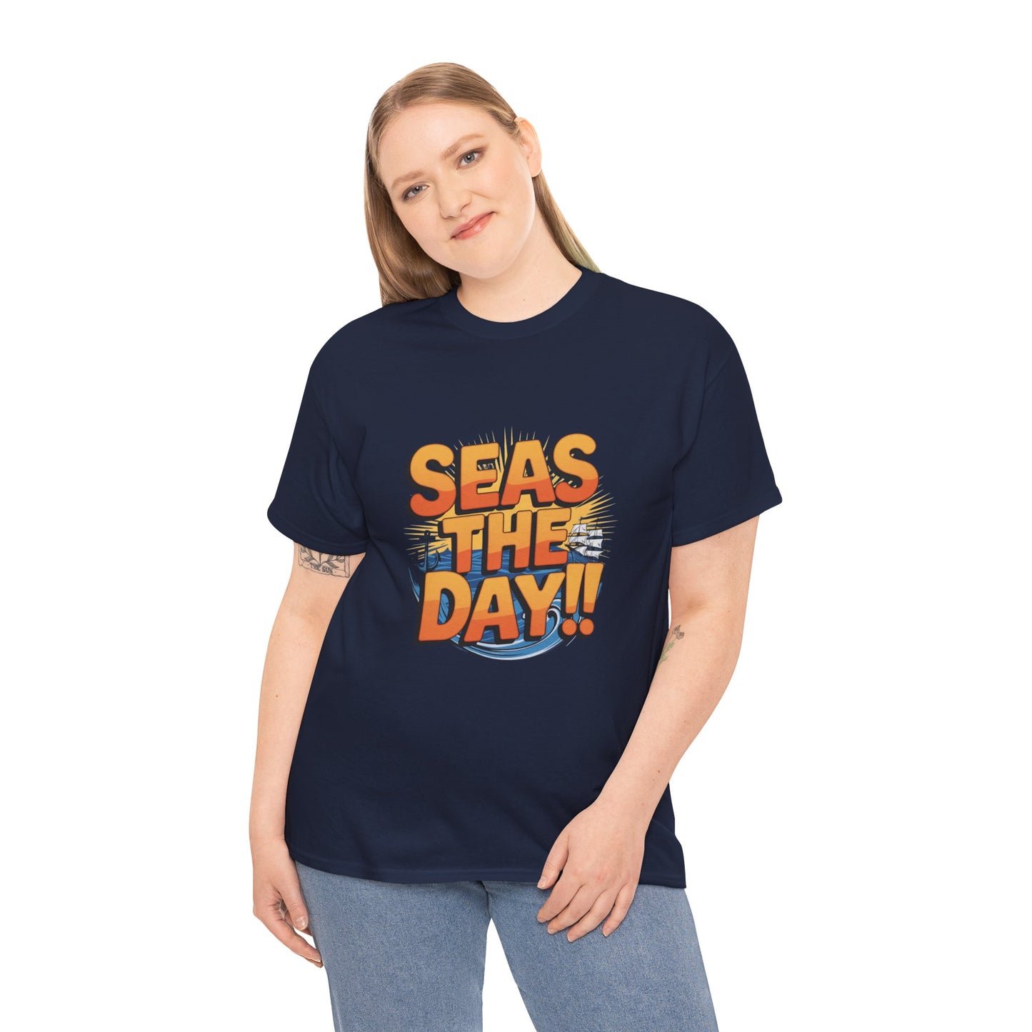 Seas The Day!! Tee • Ocean Pun Graphic Shirt • Comfort Colors Unisex Beachy Vibes • Nautical Aesthetic • Gift for Sea Lovers & Summer Vacays