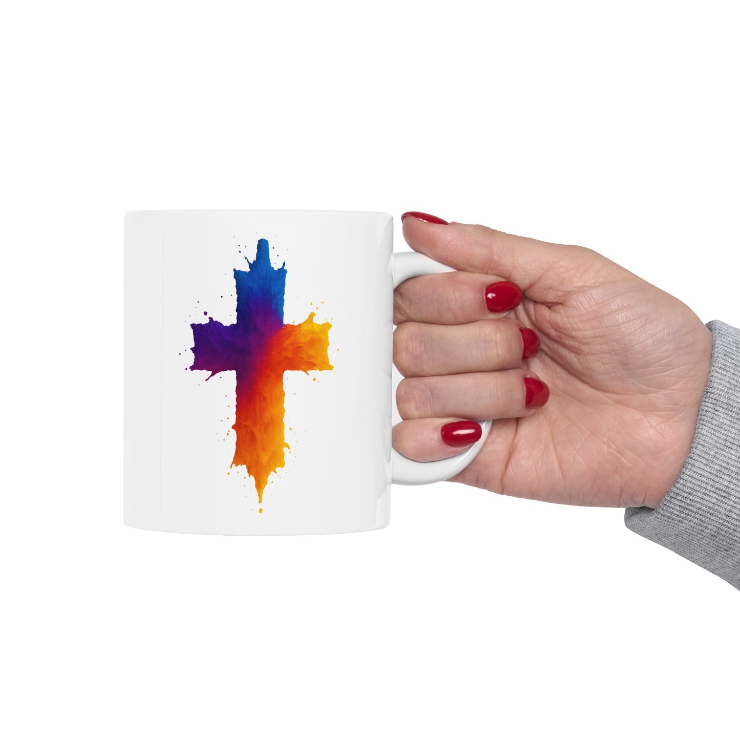 Christian Coffee Mug Watercolor Cross Mug Faith-Based Gift for Him or Her Inspirational Religious Drinkware Scripture Mug
