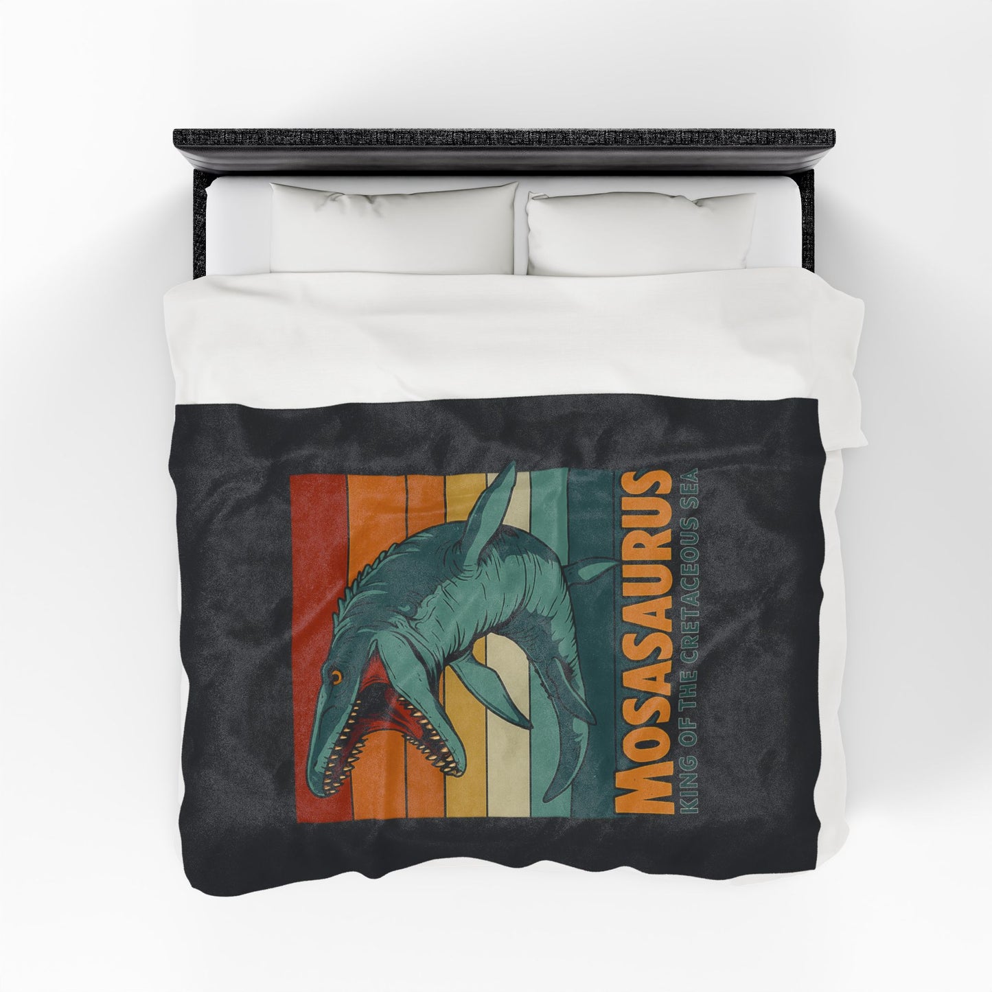 Mosasaurus Dinosaur Blanket - 100% Polyester Fleece Throw, Retro Sea Monster Bedding, Dinosaur Gift for Kids and Adults, Cozy Bed Decor
