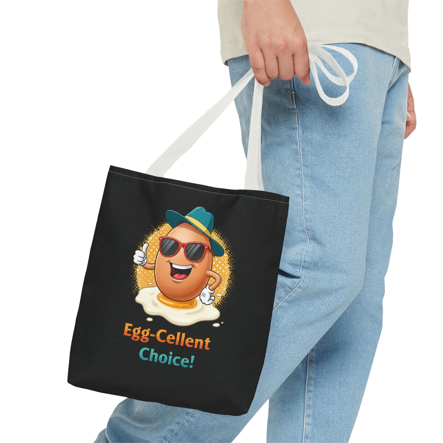 Tote Bag: Egg-Cellent Choice Thumbs Up Pun Design