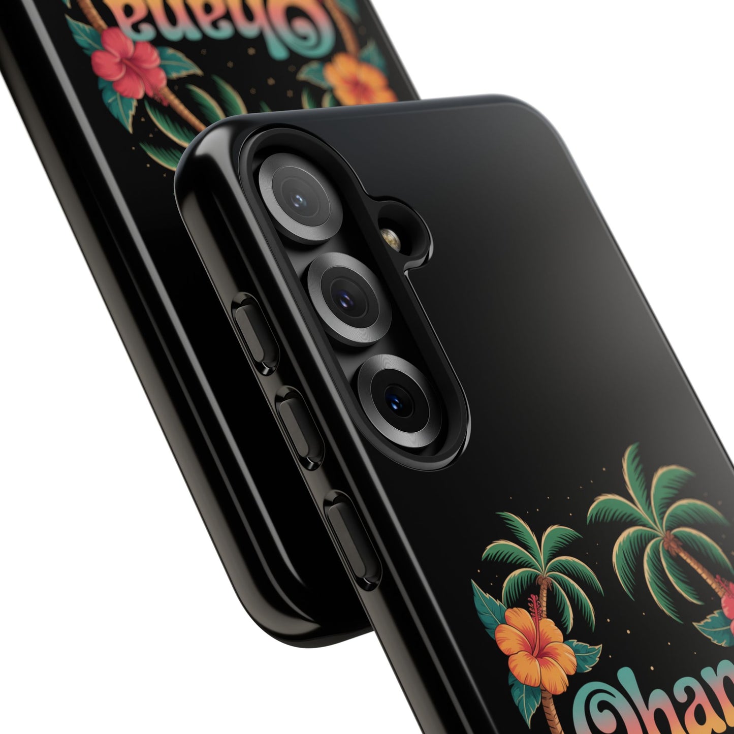 Tropical Ohana Samsung Case - Summer Beach Phone Cover - Hawaiian Palm & Hibiscus Design - Rugged & Glossy Protector for Galaxy