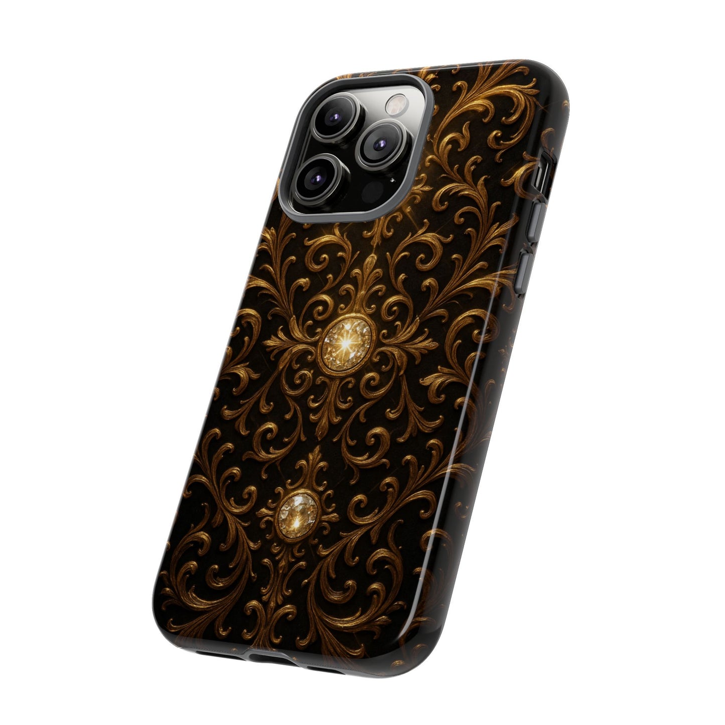 Baroque iPhone Case β Elegant Gold Floral Scroll Design for iPhone 16, 15, 14, 13, Pro Max & More