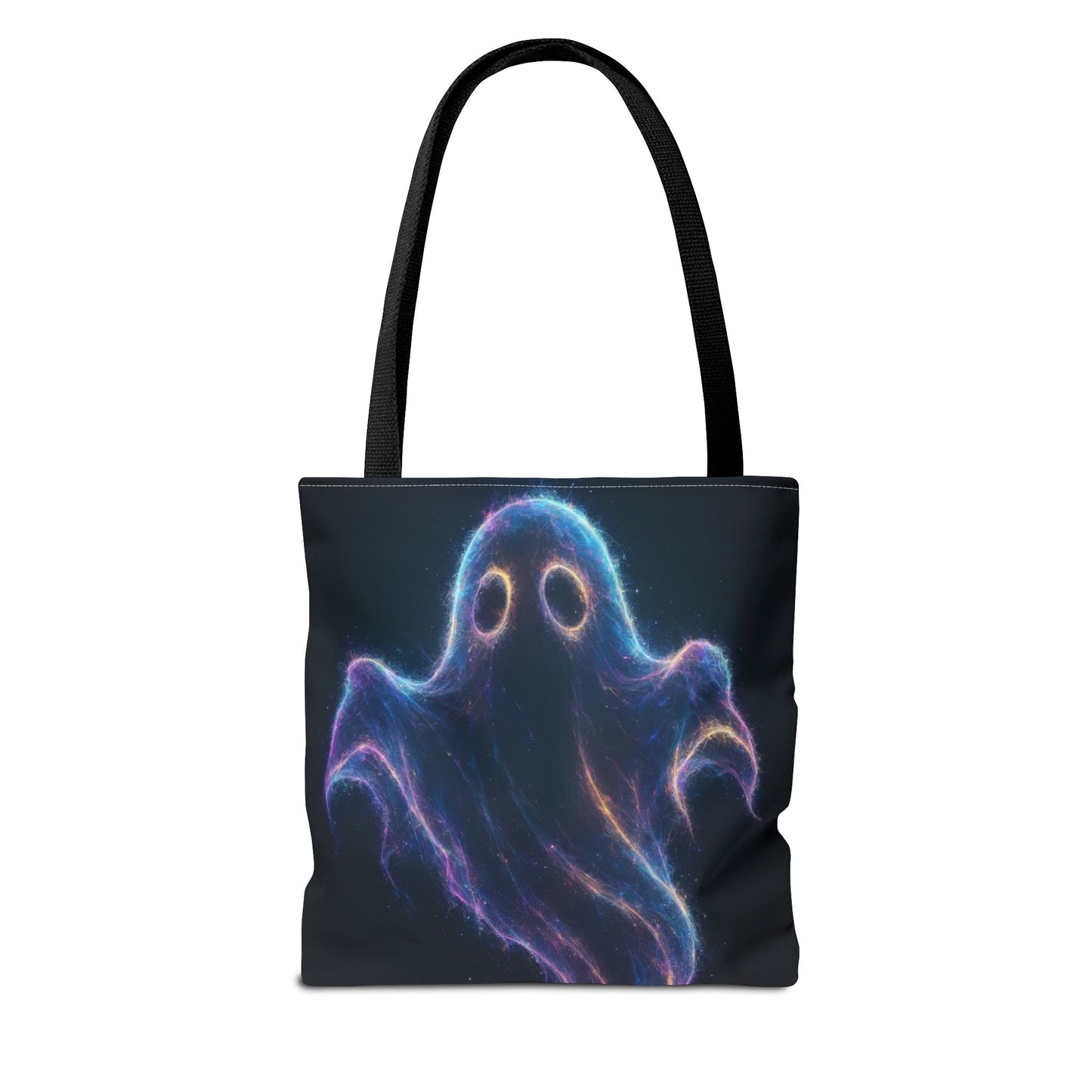 Neon Ghost Tote Bag, Spooky Halloween Canvas Tote, Glowing Cosmic Ghost Design Bag, Reusable Trick Or Treat Tote, Gothic Gift Accessory