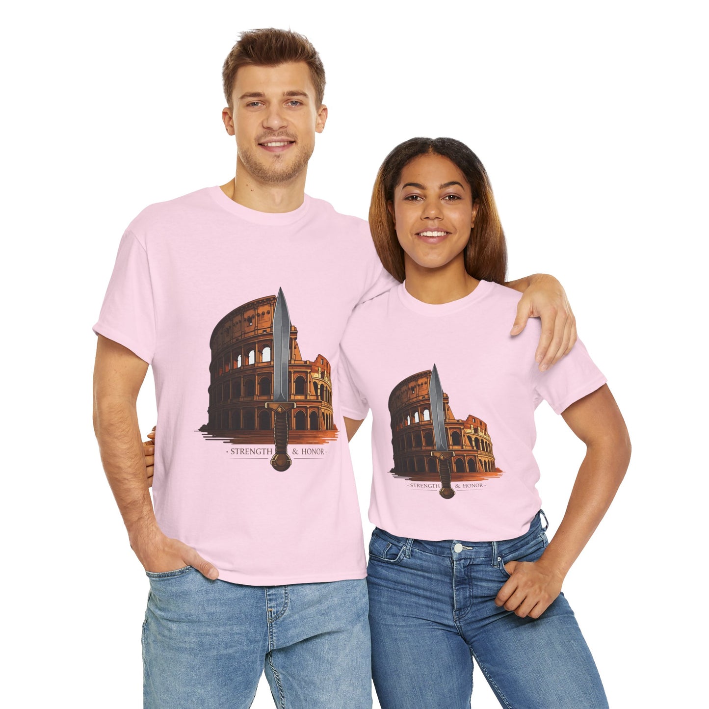 Strength & Honor Gladiator Shirt – Roman Colosseum Sword Graphic Tee – Ancient Rome History T-Shirt for Gladiator & Travel Fans