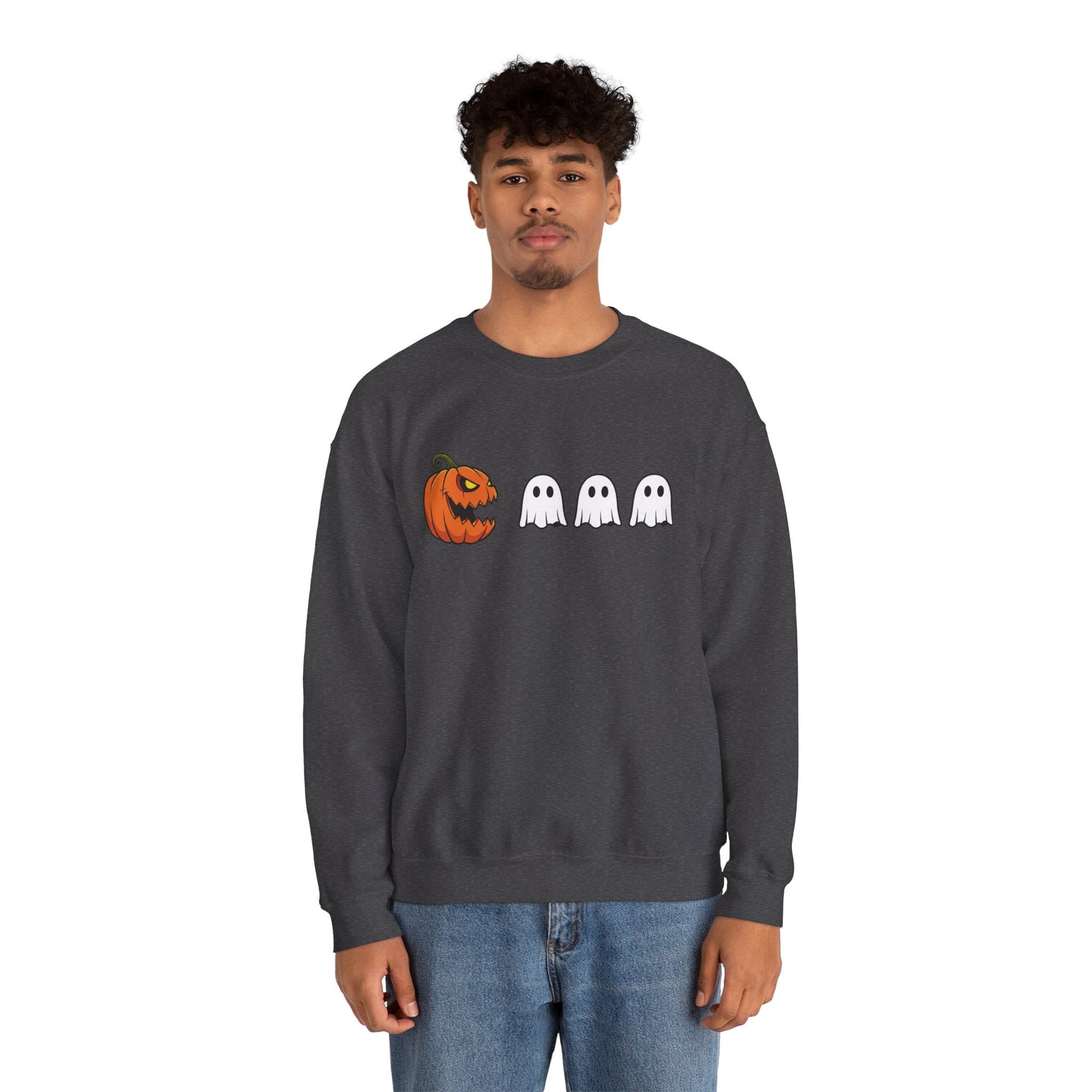 Pumpkin Ghost Sweatshirt, Funny Halloween Crewneck, Spooky Ghost Sweater, Cute Pumpkin Sweatshirt, Fall Outfit, Scary Face Sweatshirt