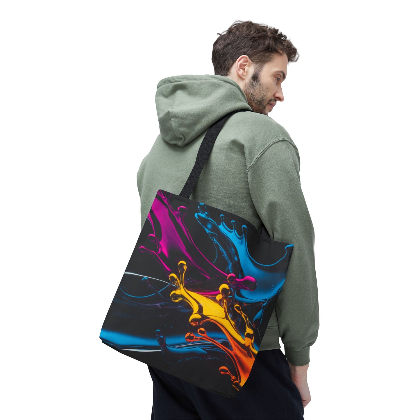 Abstract Neon Splash Tote Bag, Vibrant Colorful Art Bag, Reusable Shopping Bag, Modern Everyday Carryall, Bright Aesthetic Gift For Her