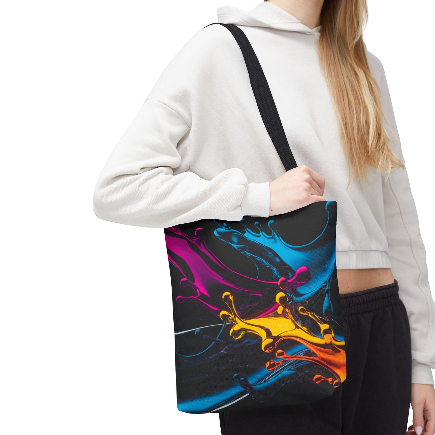 Abstract Neon Splash Tote Bag, Vibrant Colorful Art Bag, Reusable Shopping Bag, Modern Everyday Carryall, Bright Aesthetic Gift For Her