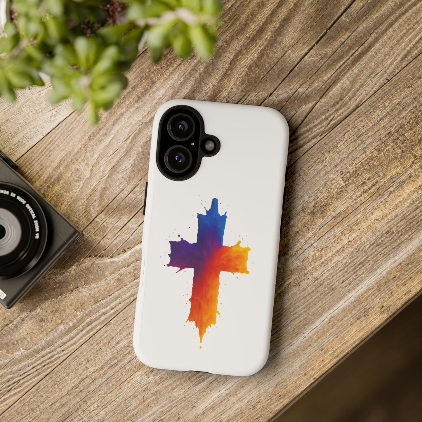 Christian iPhone Case – Watercolor Cross Phone Cover, Faith Gift for Her or Him, Inspirational iPhone Accessory